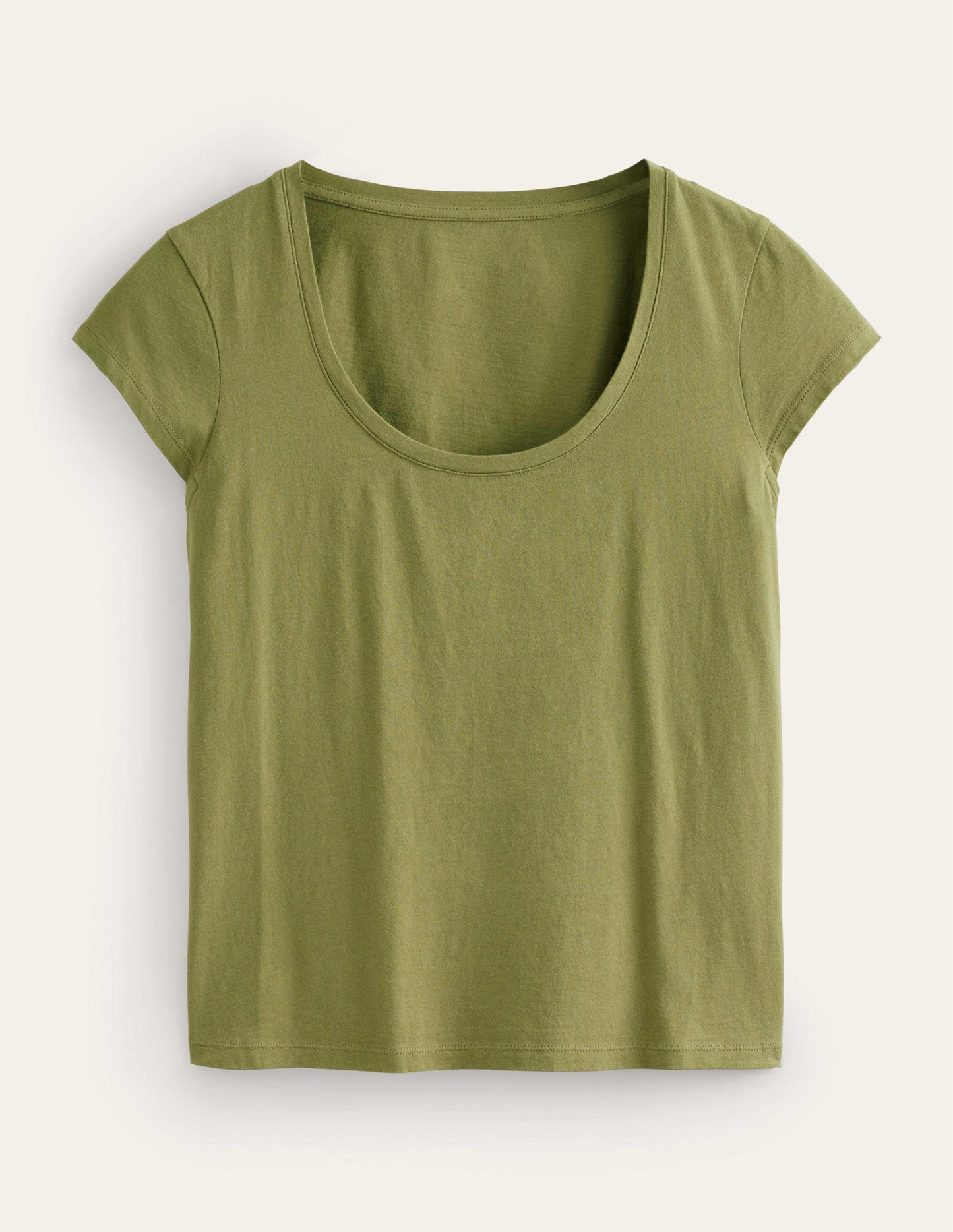 Pure Cotton Scoop Neck T-Shirt-Capulet Olive