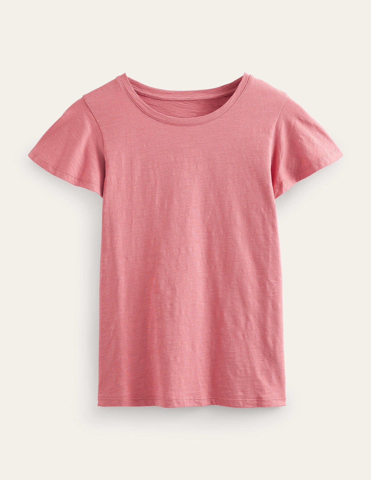 Crew Neck Flutter T-Shirt-Faded Rose