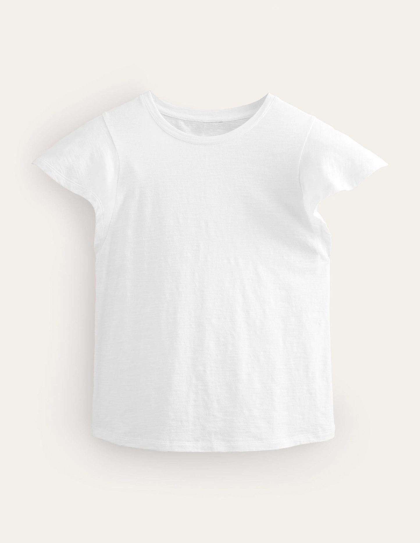 Crew Neck Flutter T-Shirt-White