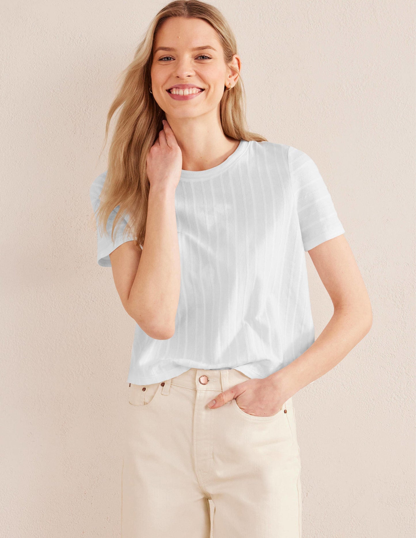 Textured Jersey T-Shirt-White