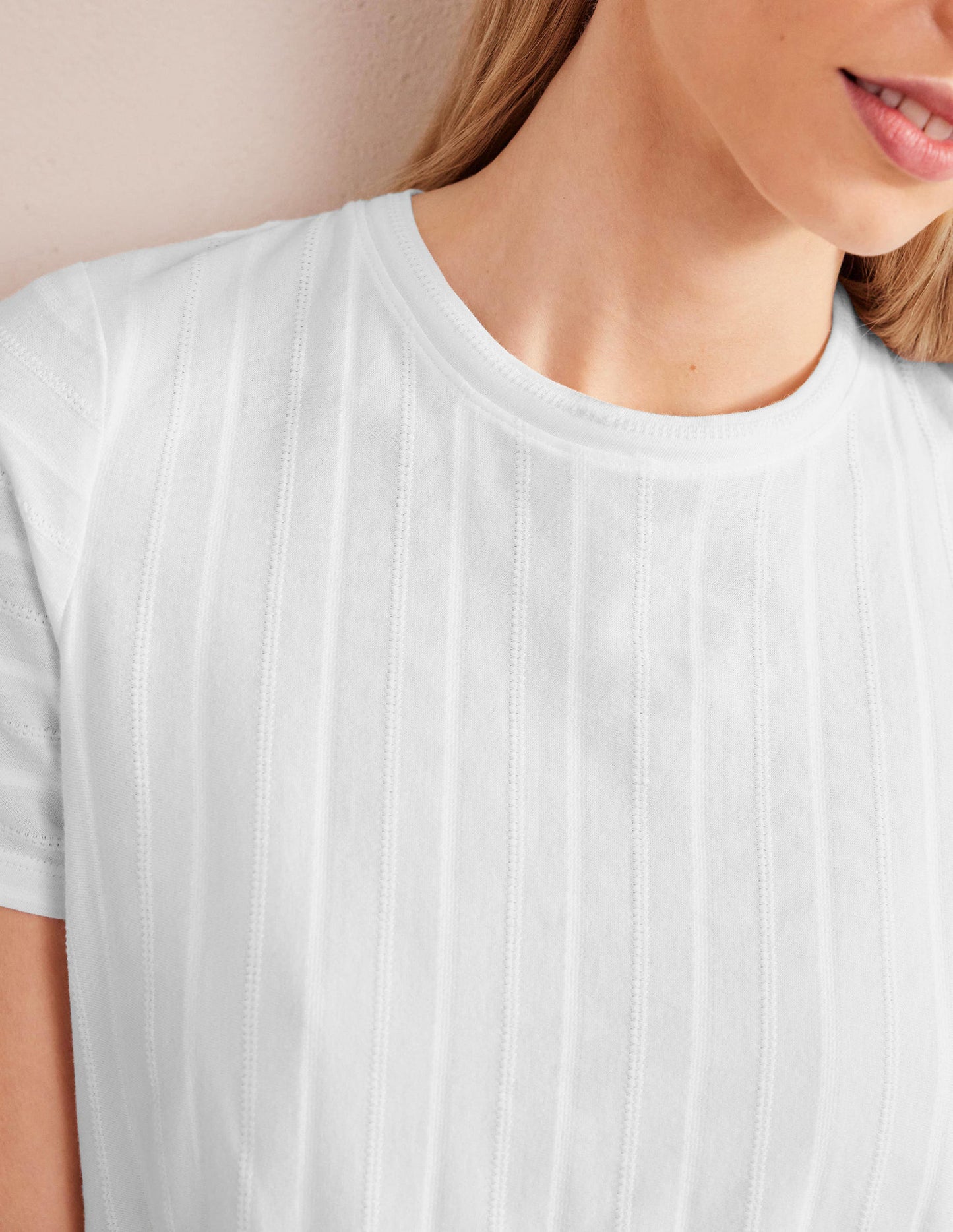 Textured Jersey T-Shirt-White