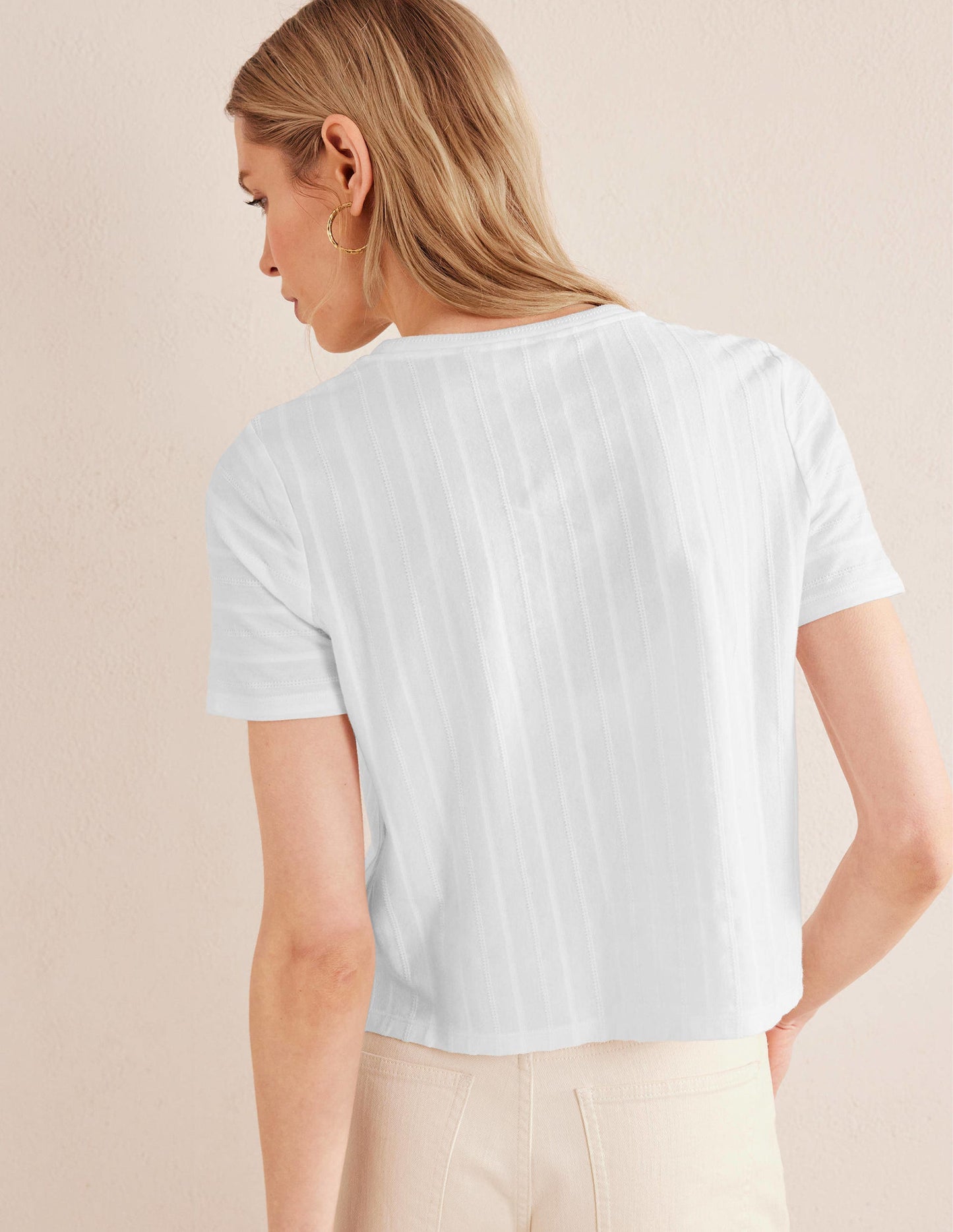 Textured Jersey T-Shirt-White