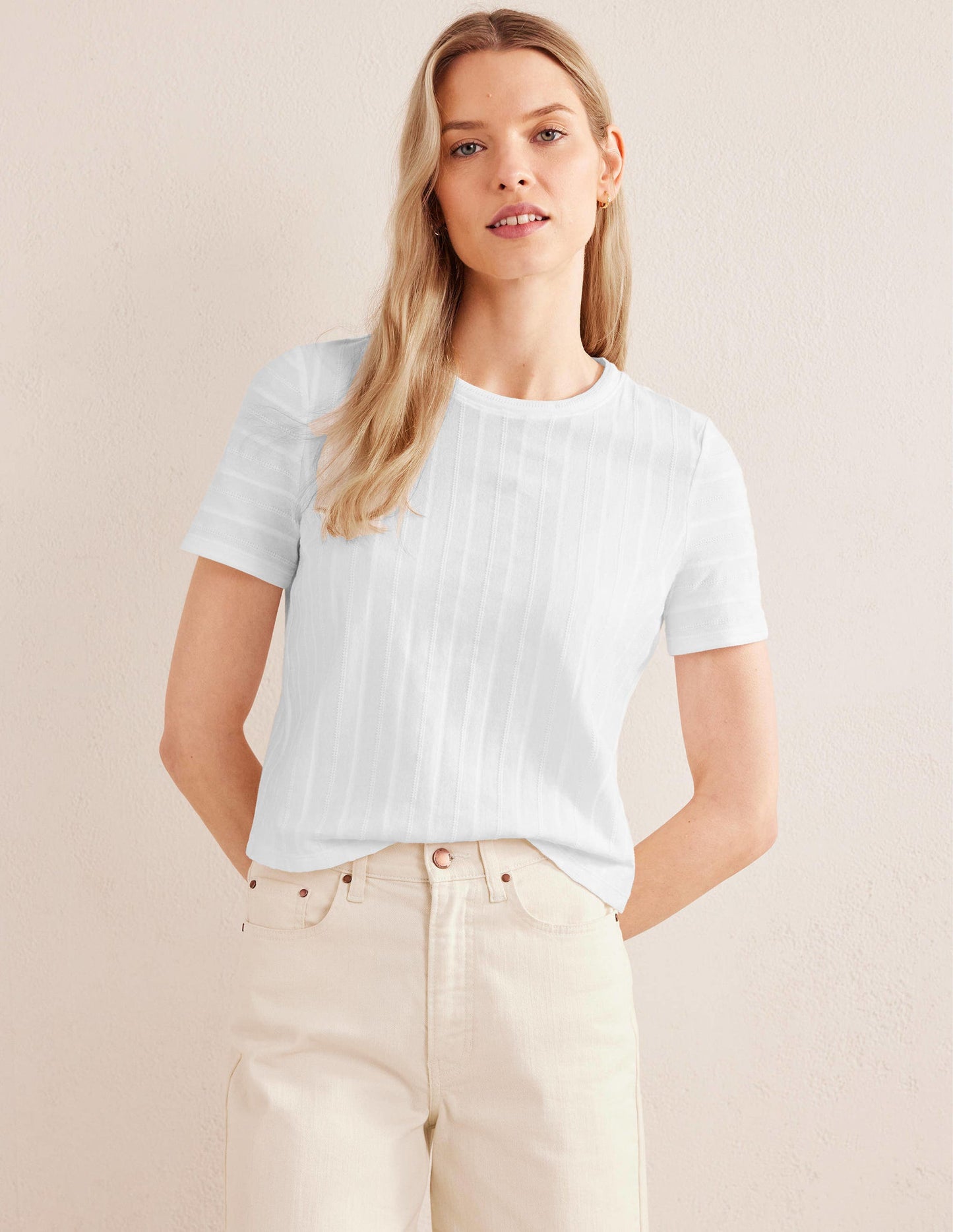 Textured Jersey T-Shirt-White