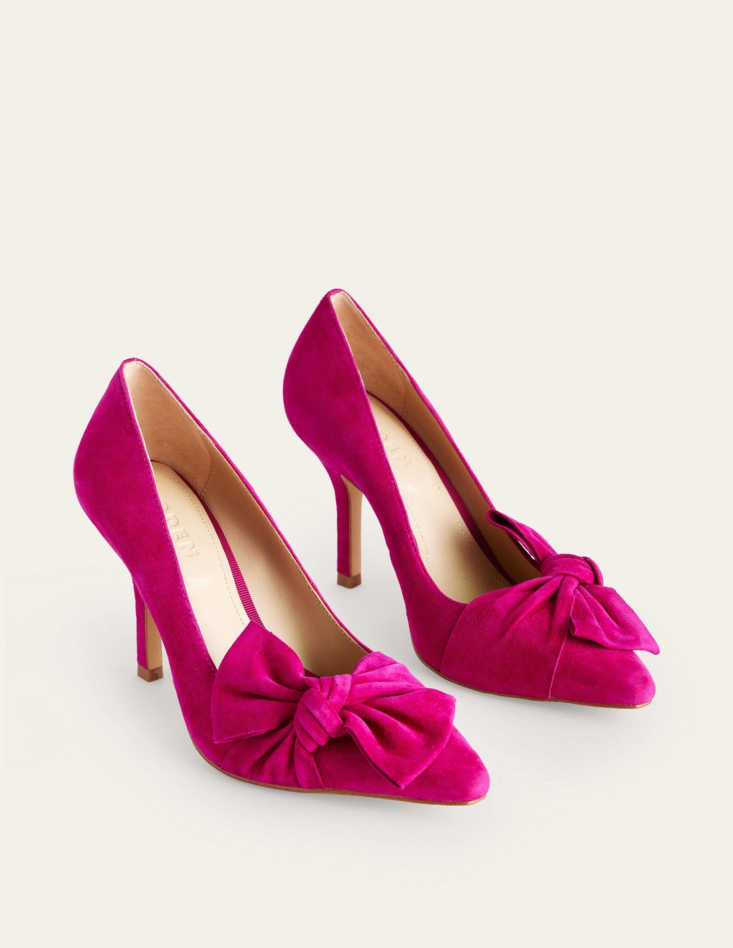 Suede-Bow Heeled Courts-Vibrant Plum Suede