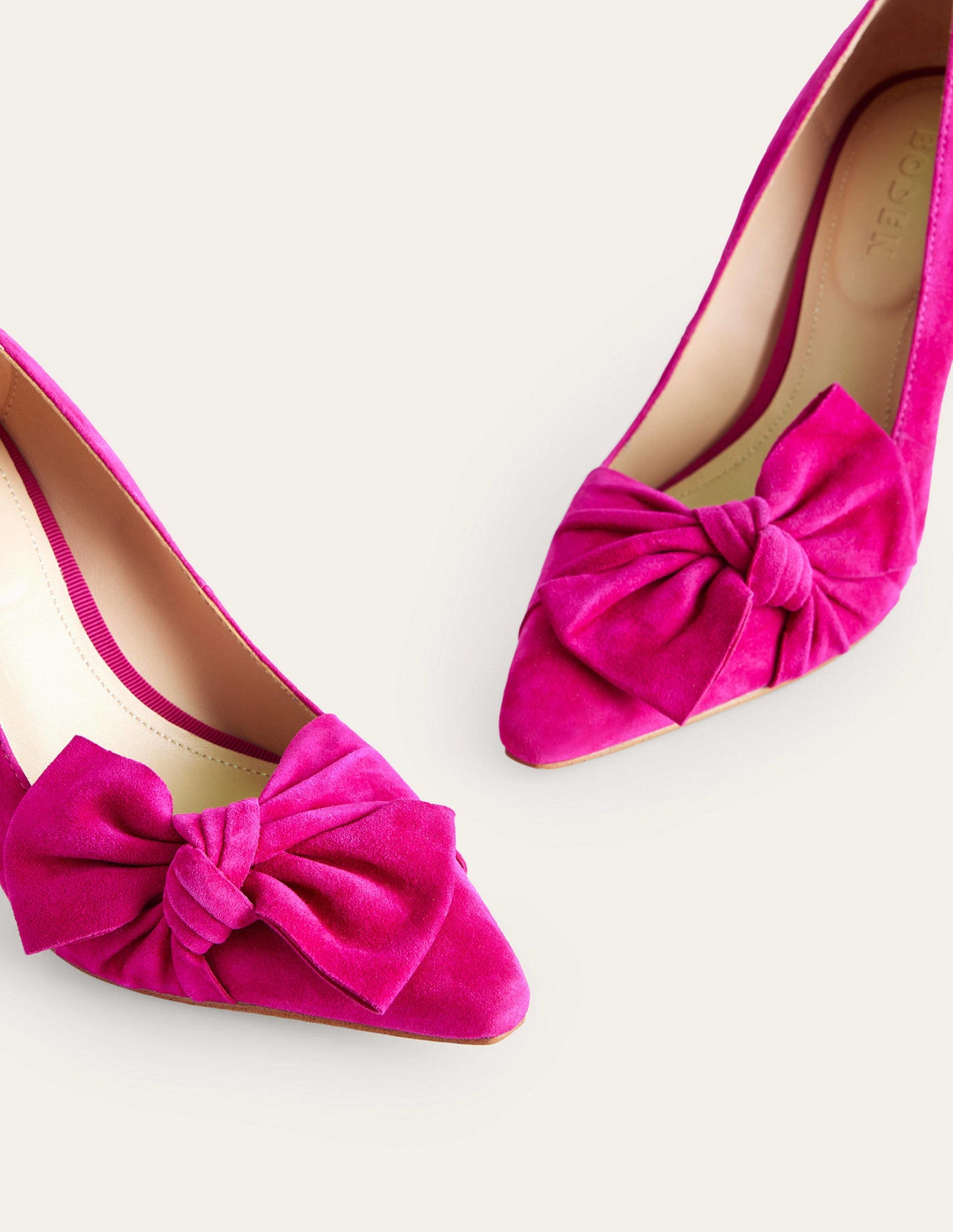 Suede-Bow Heeled Courts-Vibrant Plum Suede
