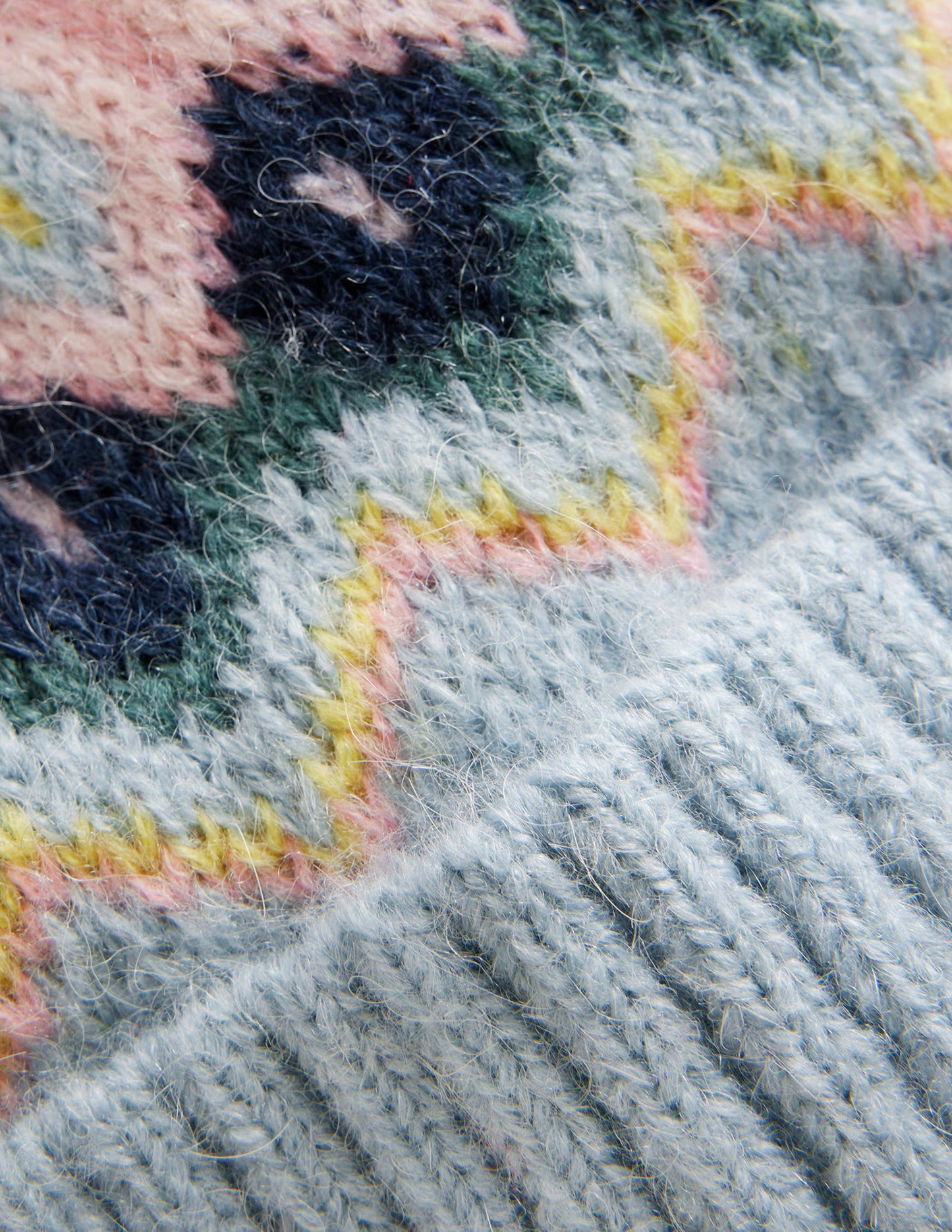 Fluffy Fair Isle Hat-Green Smoke/ Multi