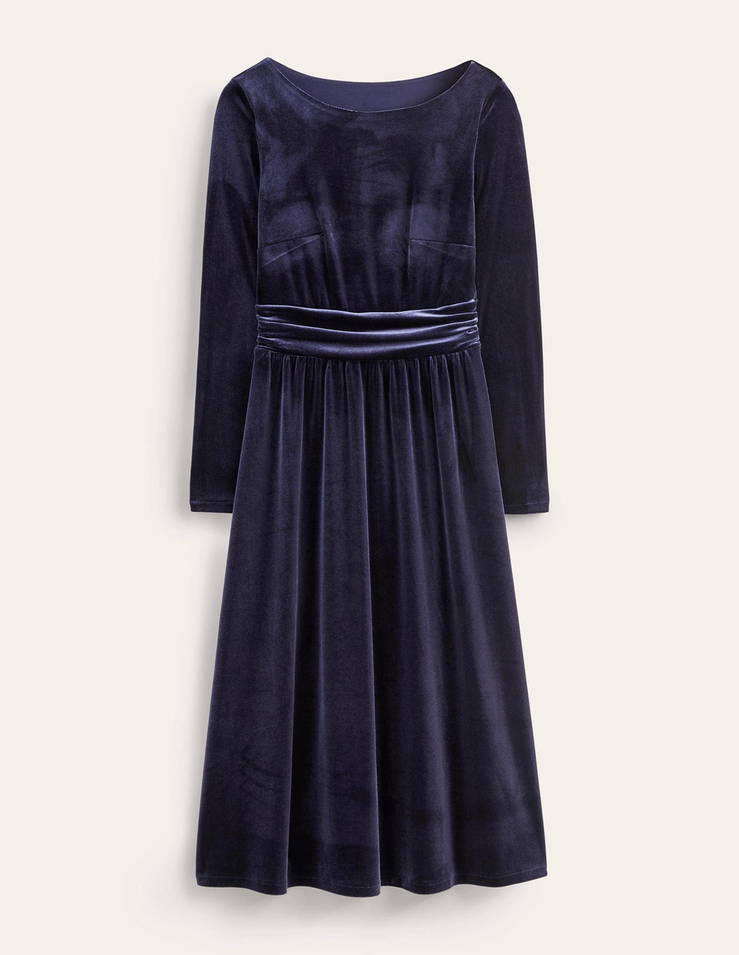 Abigail Velvet Midi Dress-Navy