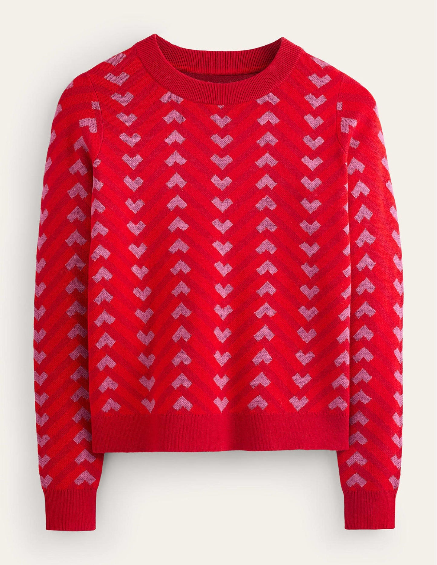 Jacquard Jumper-Cranberry, Chevron Geo