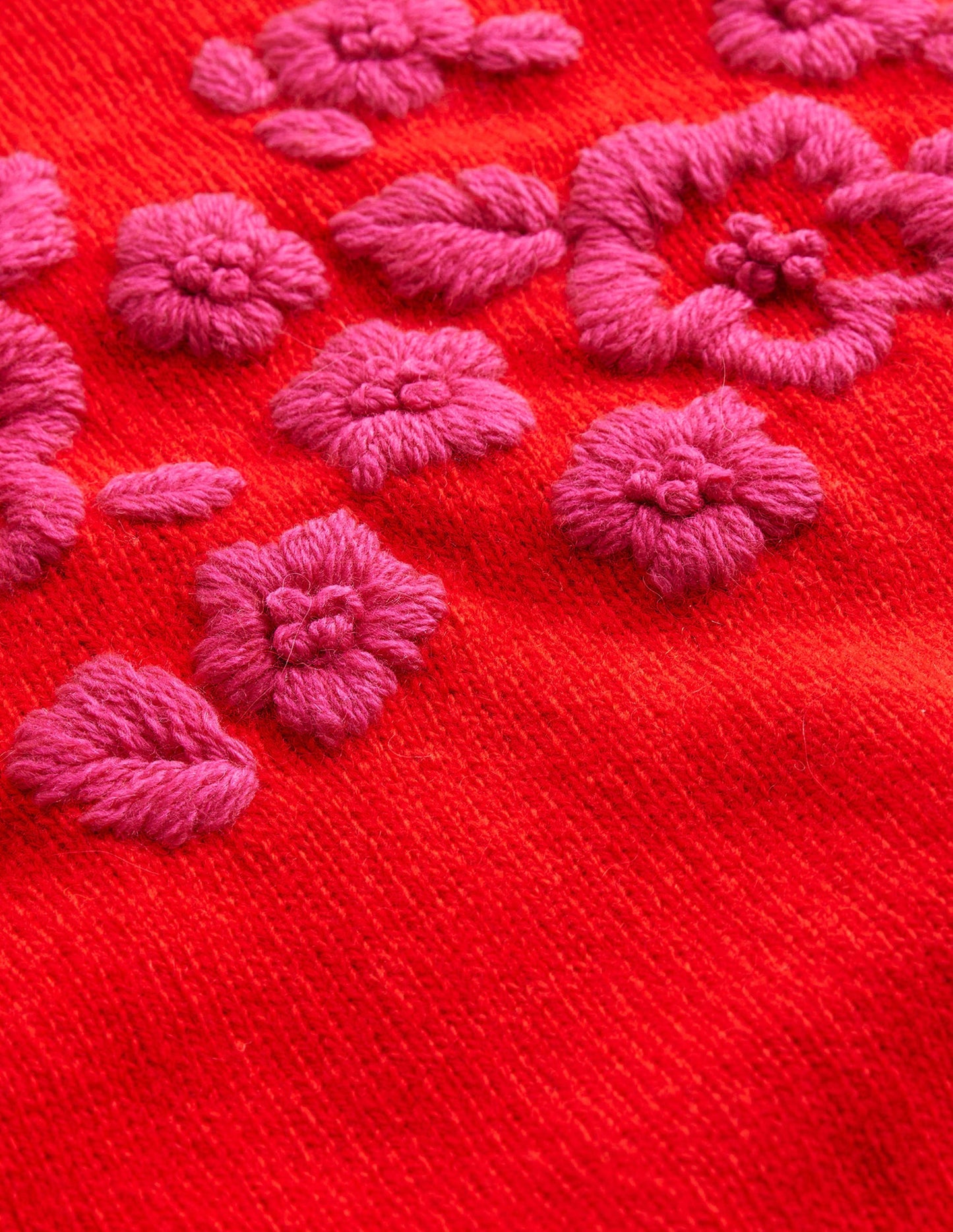 Embroidered Crew Neck Jumper-Brilliant Red