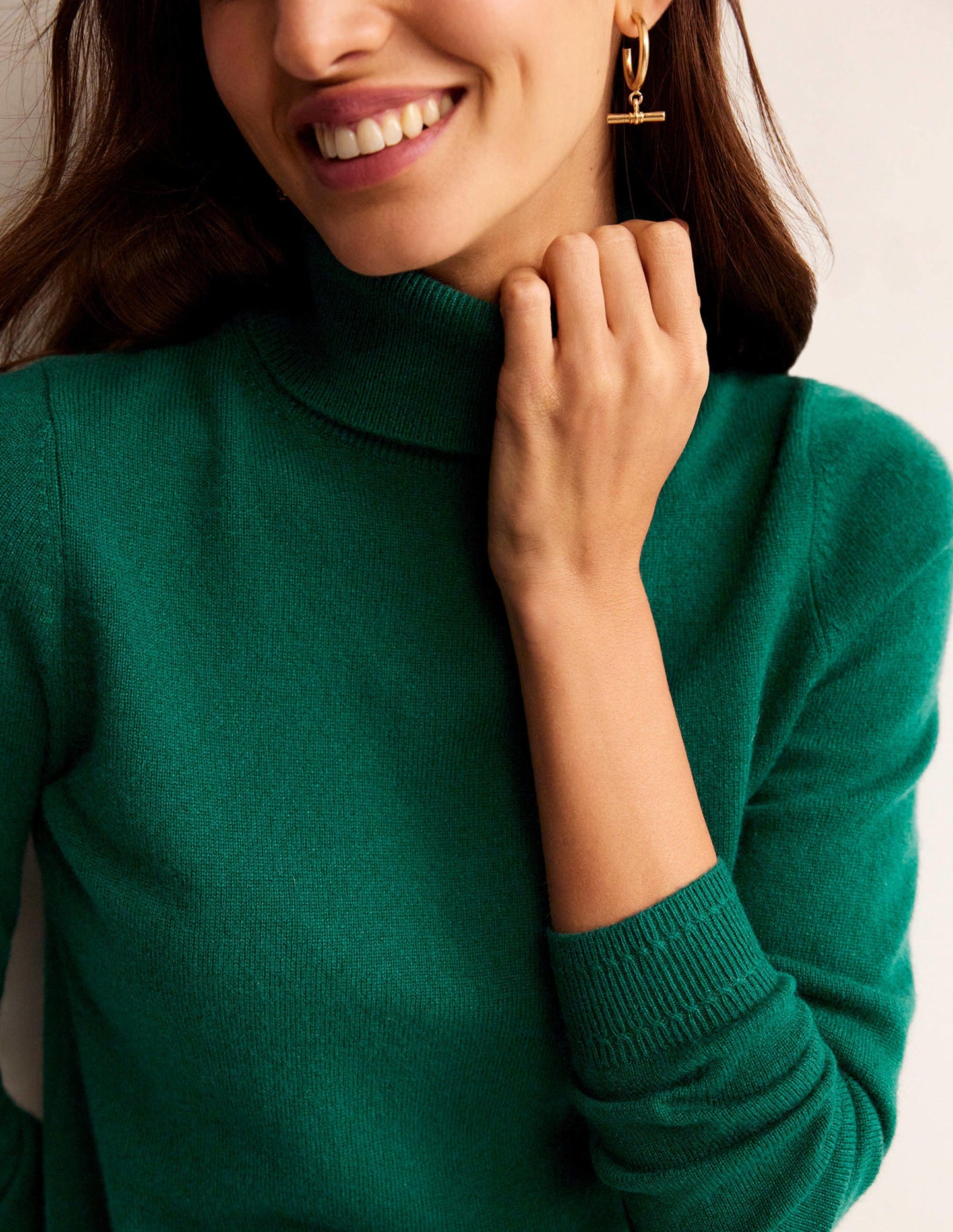 Eva Cashmere Roll-Neck Jumper-Deep Forest