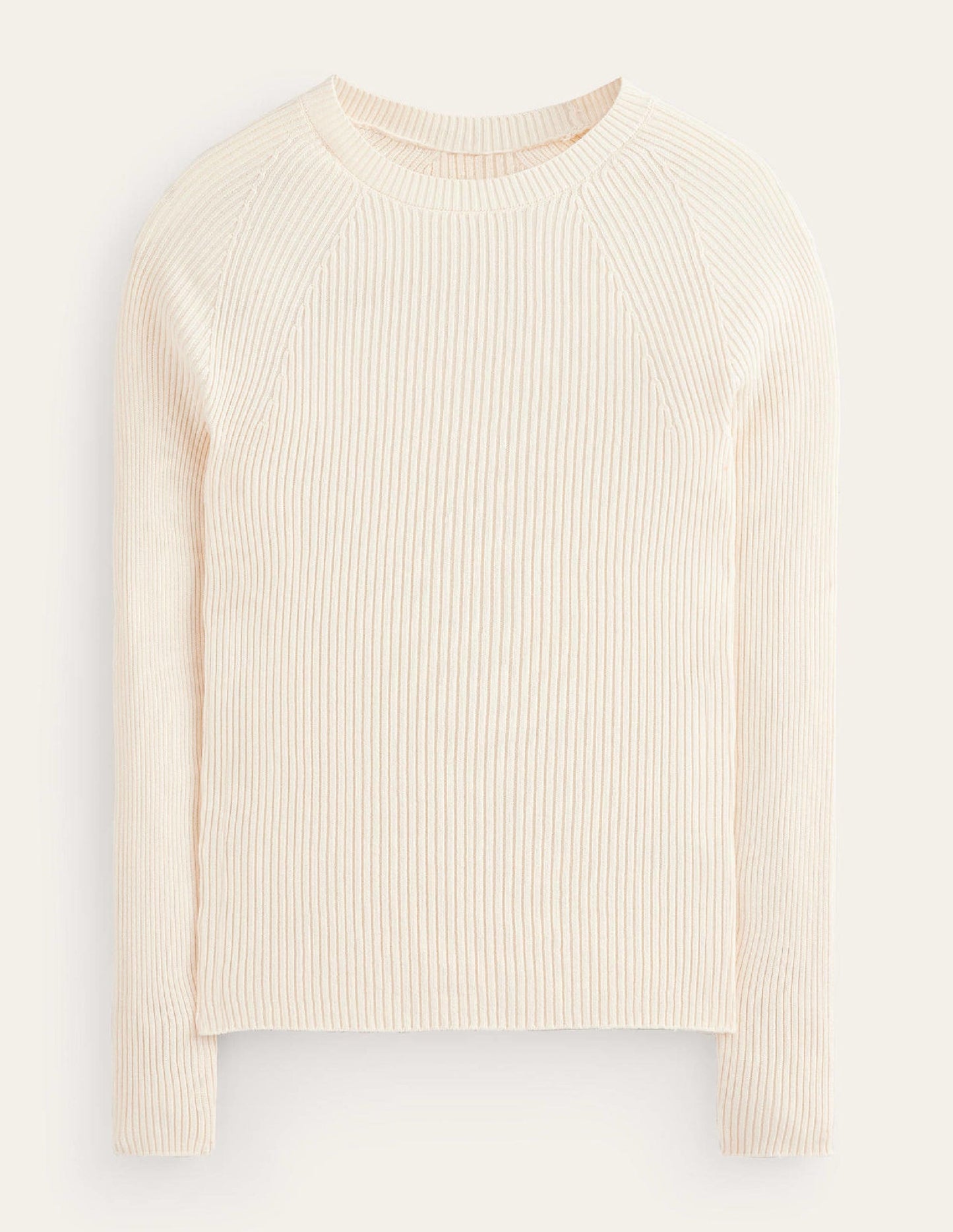 Ribbed Cotton Jumper-Warm Ivory