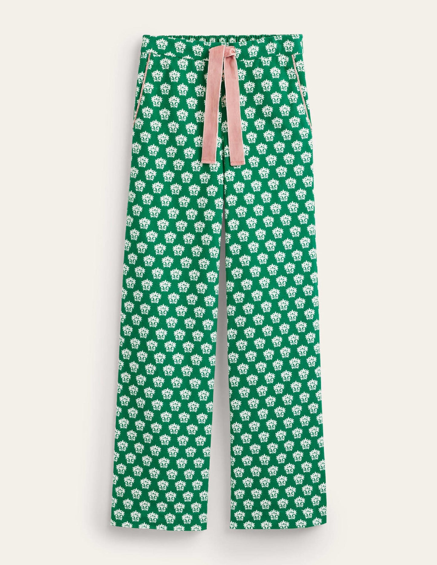 Brushed Cotton Pyjama Trousers-Veridian Green, Lily