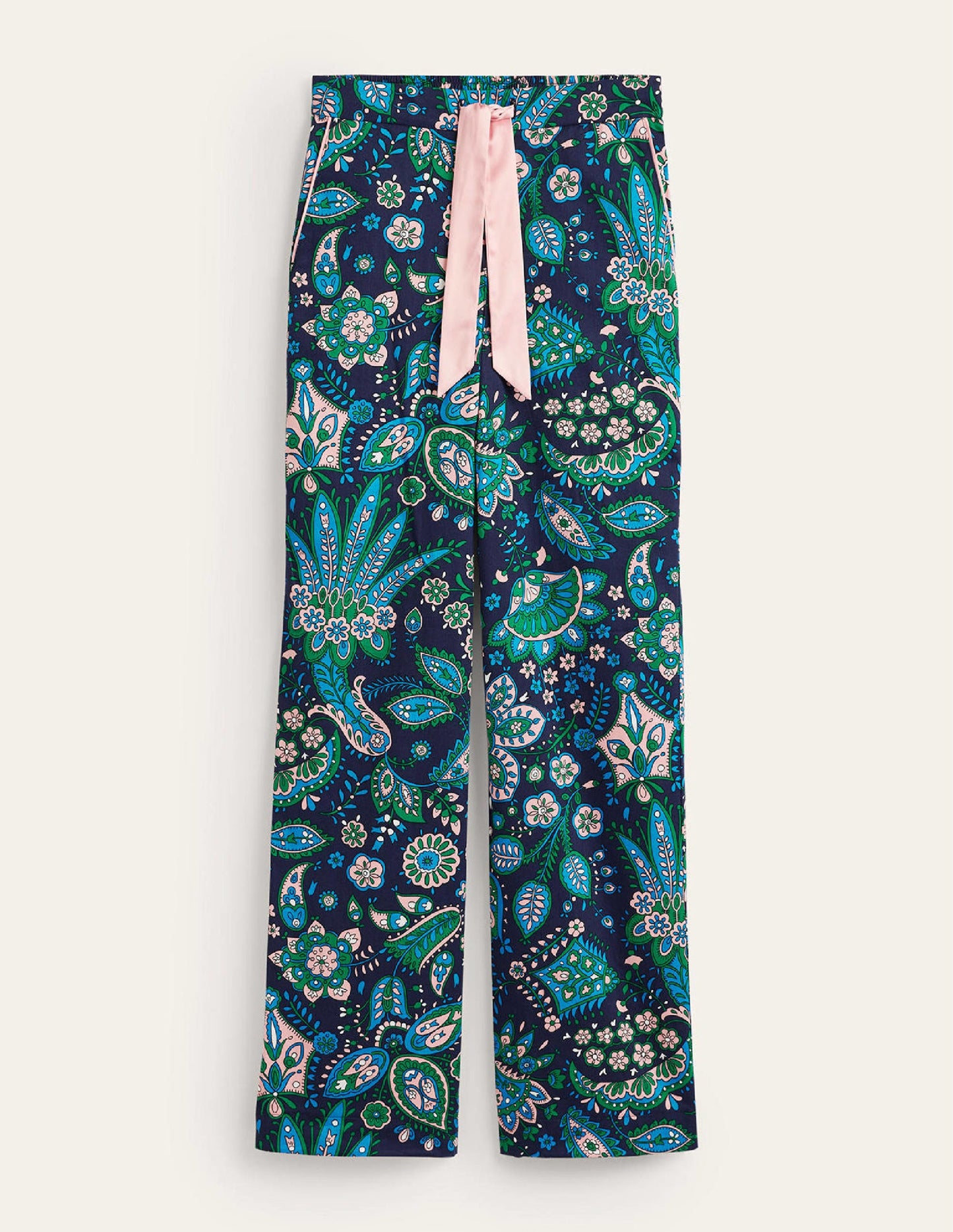 Cotton Sateen Pyjama Trousers-Multi, Azalea Bloom