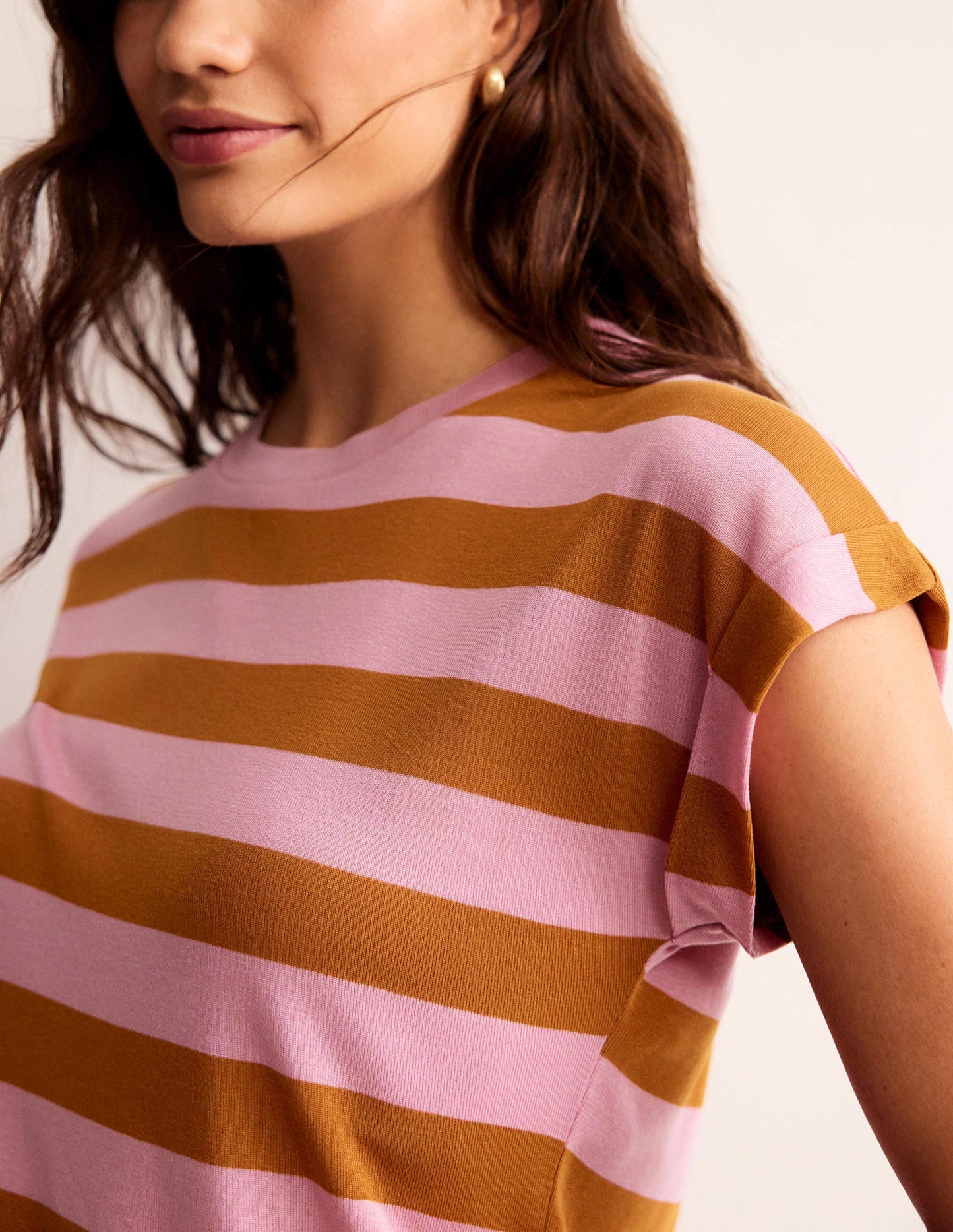 Tamsin Short Sleeve Top-Pink, Camel