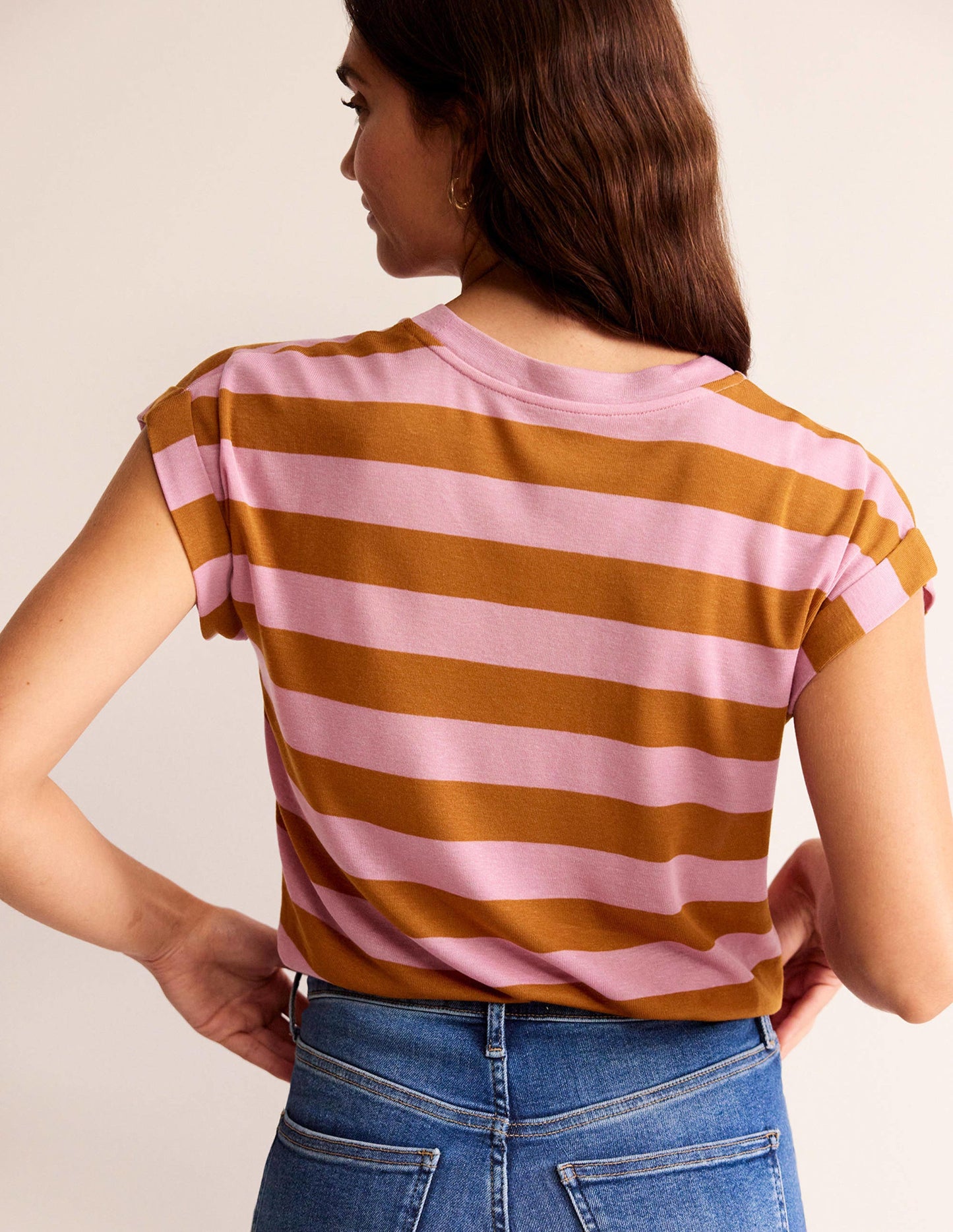 Tamsin Short Sleeve Top-Pink, Camel