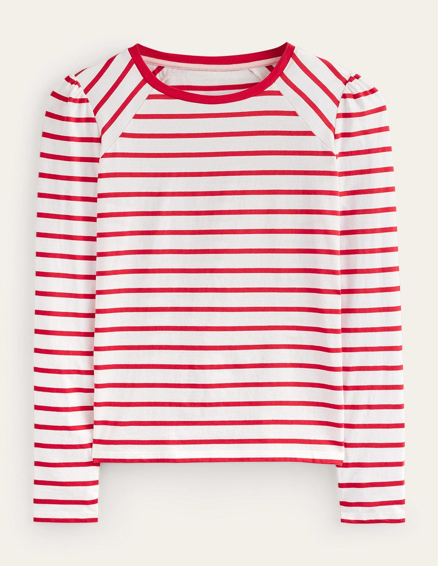 Arabella Stripe T-Shirt-Hot Pepper, Ivory