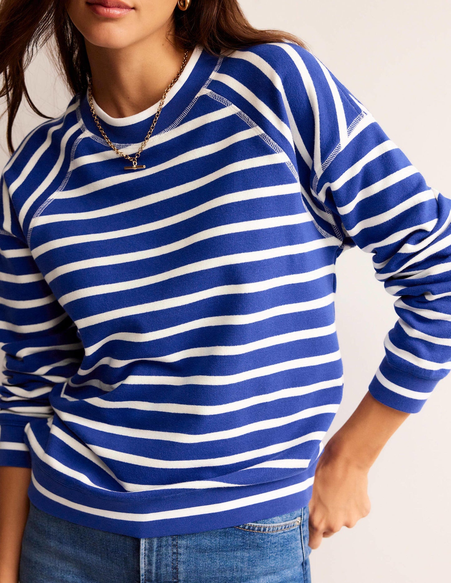 Striped Raglan Sweatshirt-Surf the Web, Ivory