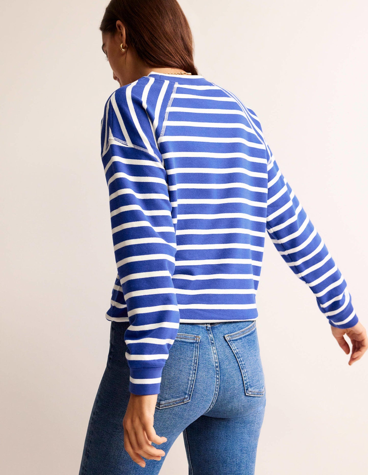 Striped Raglan Sweatshirt-Surf the Web, Ivory