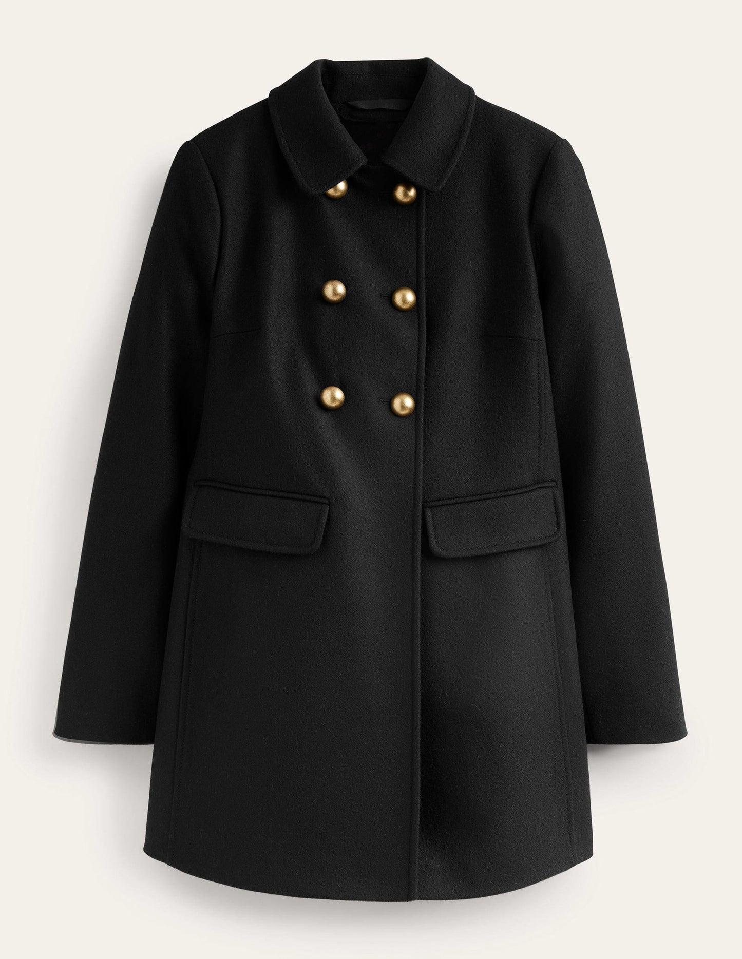 Double-Breasted Wool Coat-Black