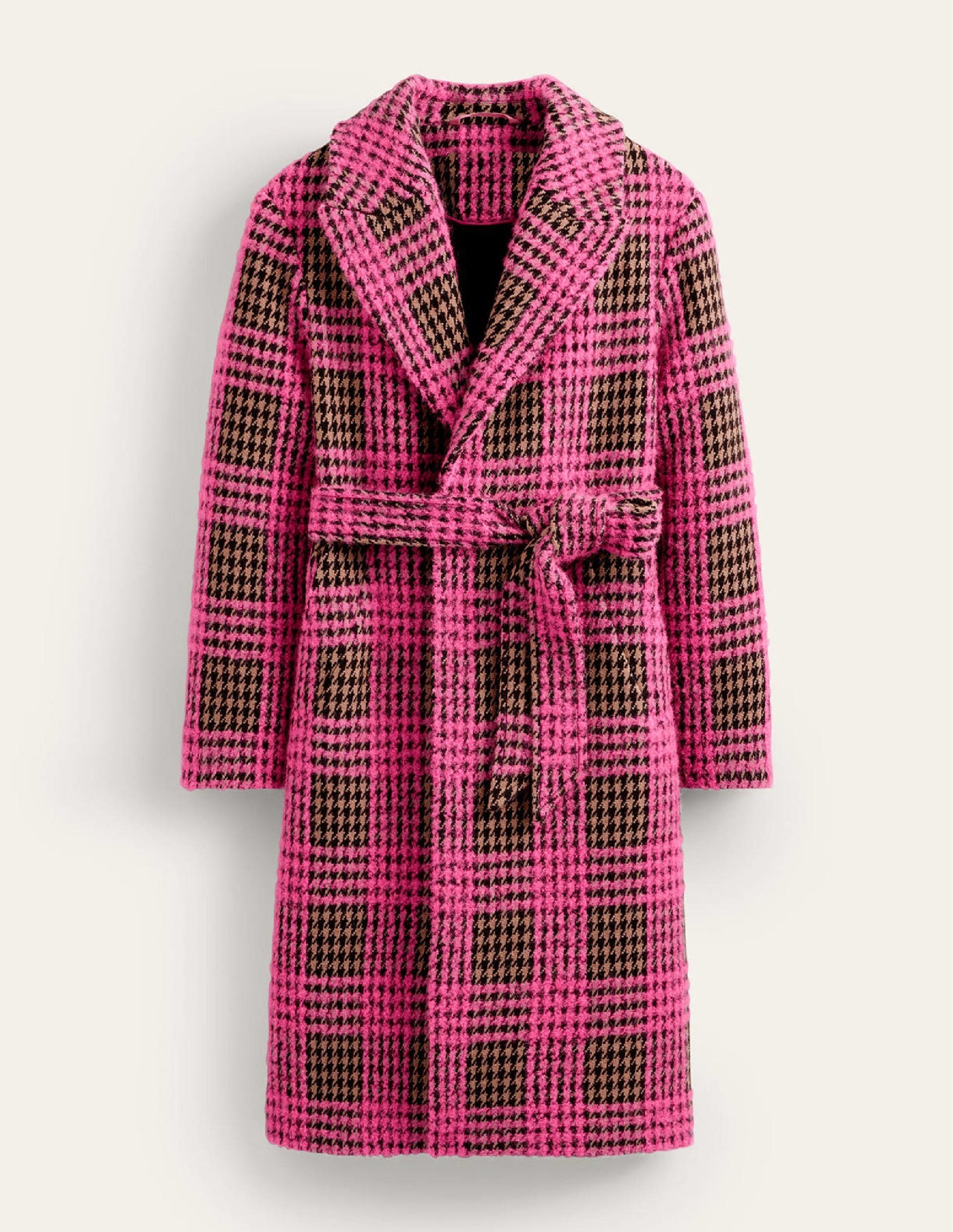 Bristol Wool Check Coat-Pink Boucle Check