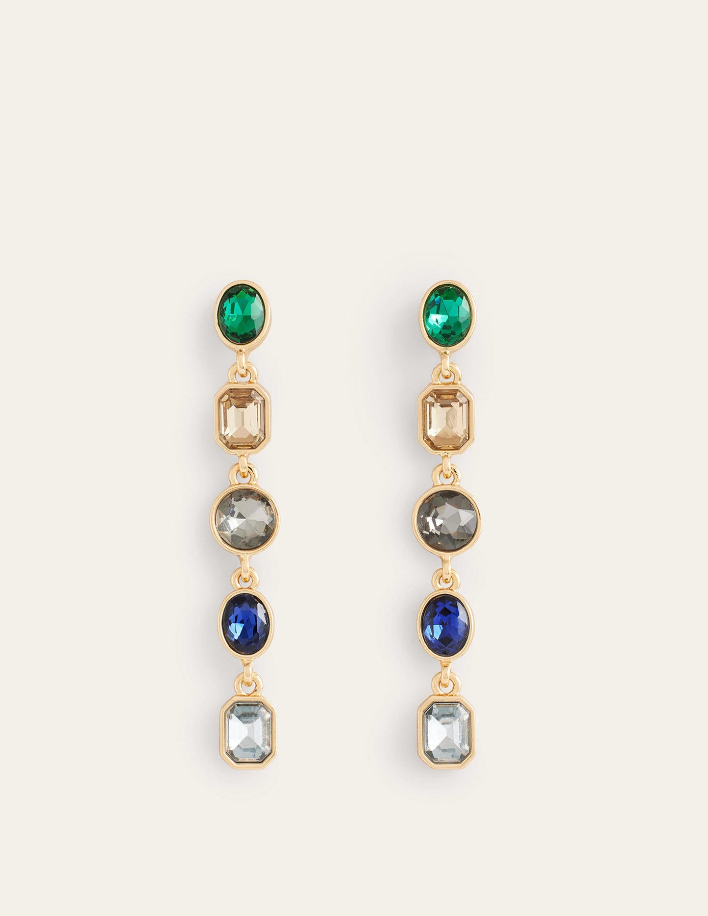 Jewelled Drop Earrings-Blue Multi