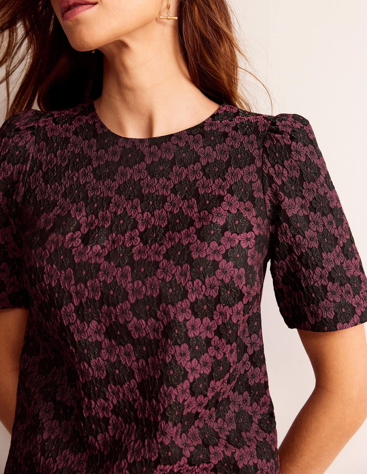 Structured Jacquard Dress-Jacquard Floral