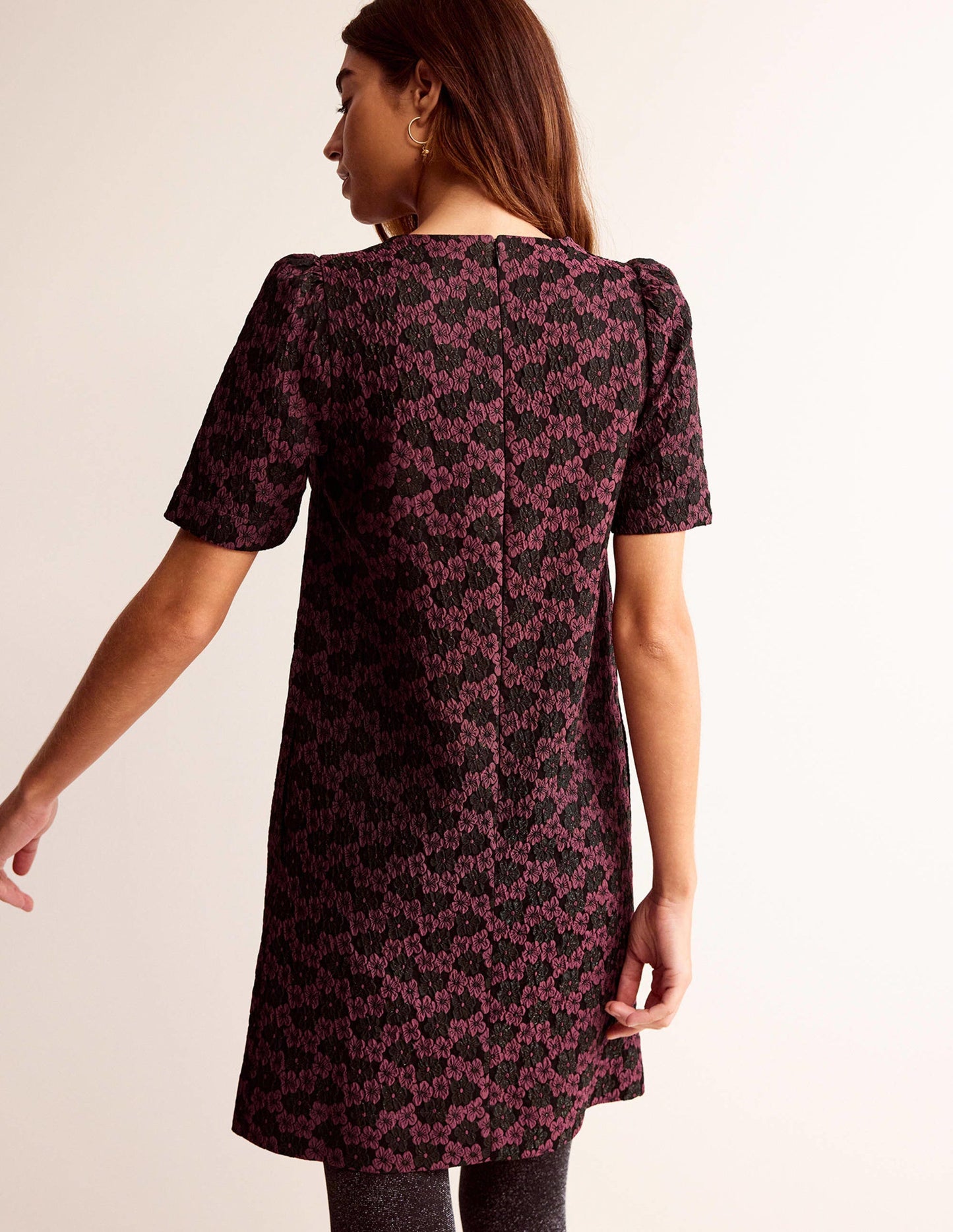 Structured Jacquard Dress-Jacquard Floral