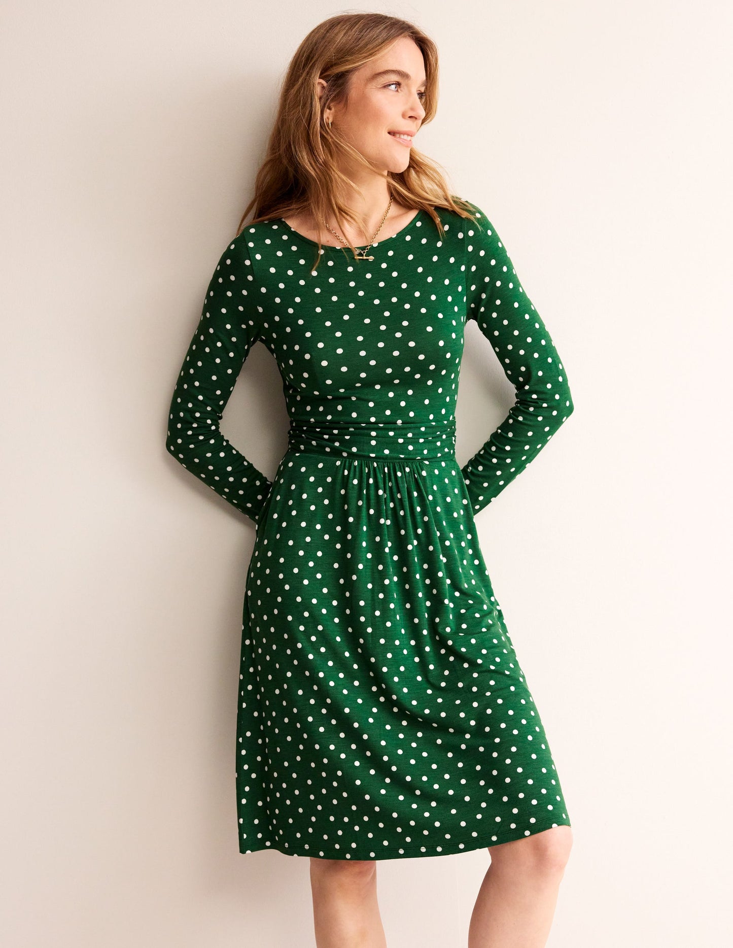 Abigail Jersey Dress-Amazon Green, Scattered Spot