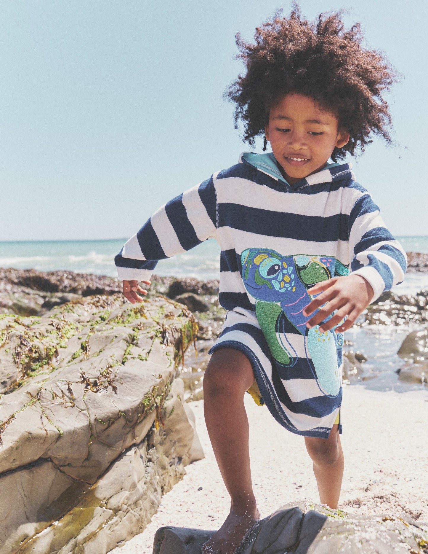 Appliqué Towelling Throw-on-College Navy/Ivory Turtle