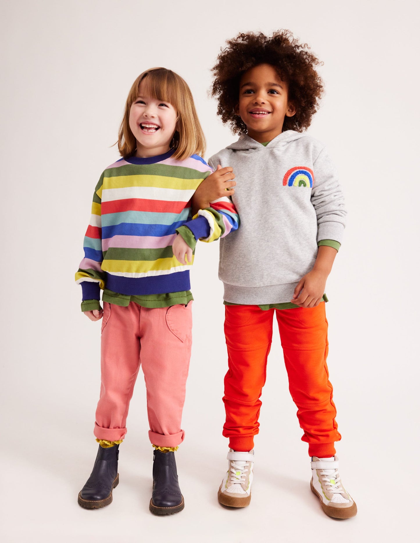 Appliqué Rainbow Hoodie-Silver Marl Rainbow