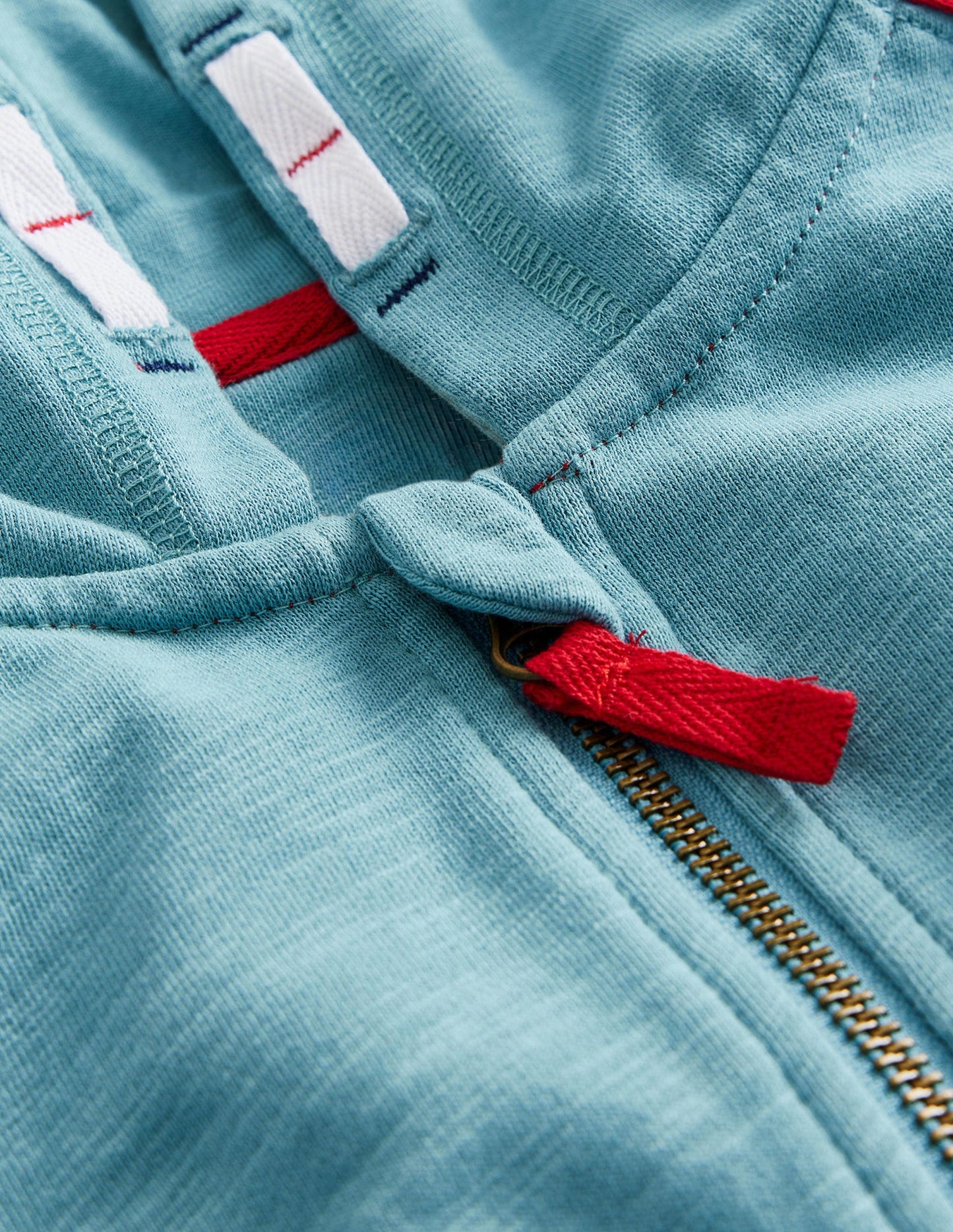 Colourblock Zip Hoodie-Duck Egg Blue/Poppy Red