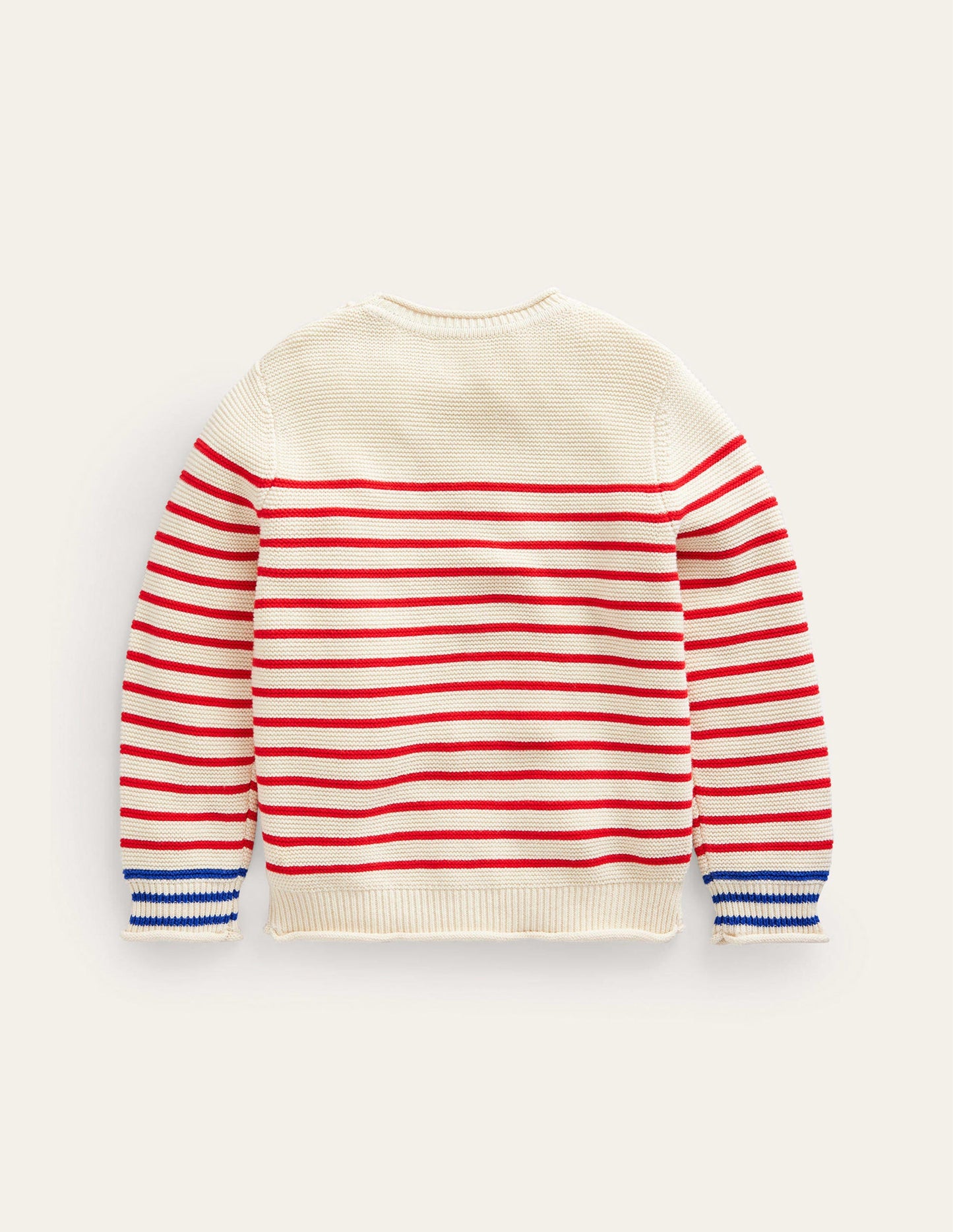 Nautical Stripe Jumper-Ecru Marl and Jam Red Stripe