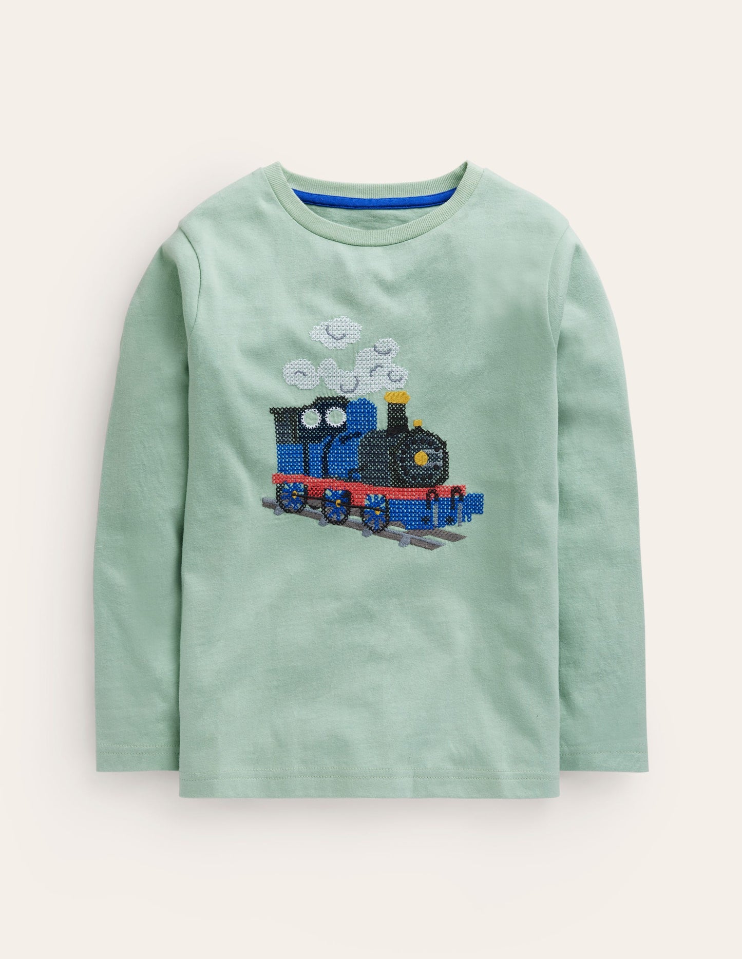 Cross-Stitch Cotton T-Shirt-Pistachio