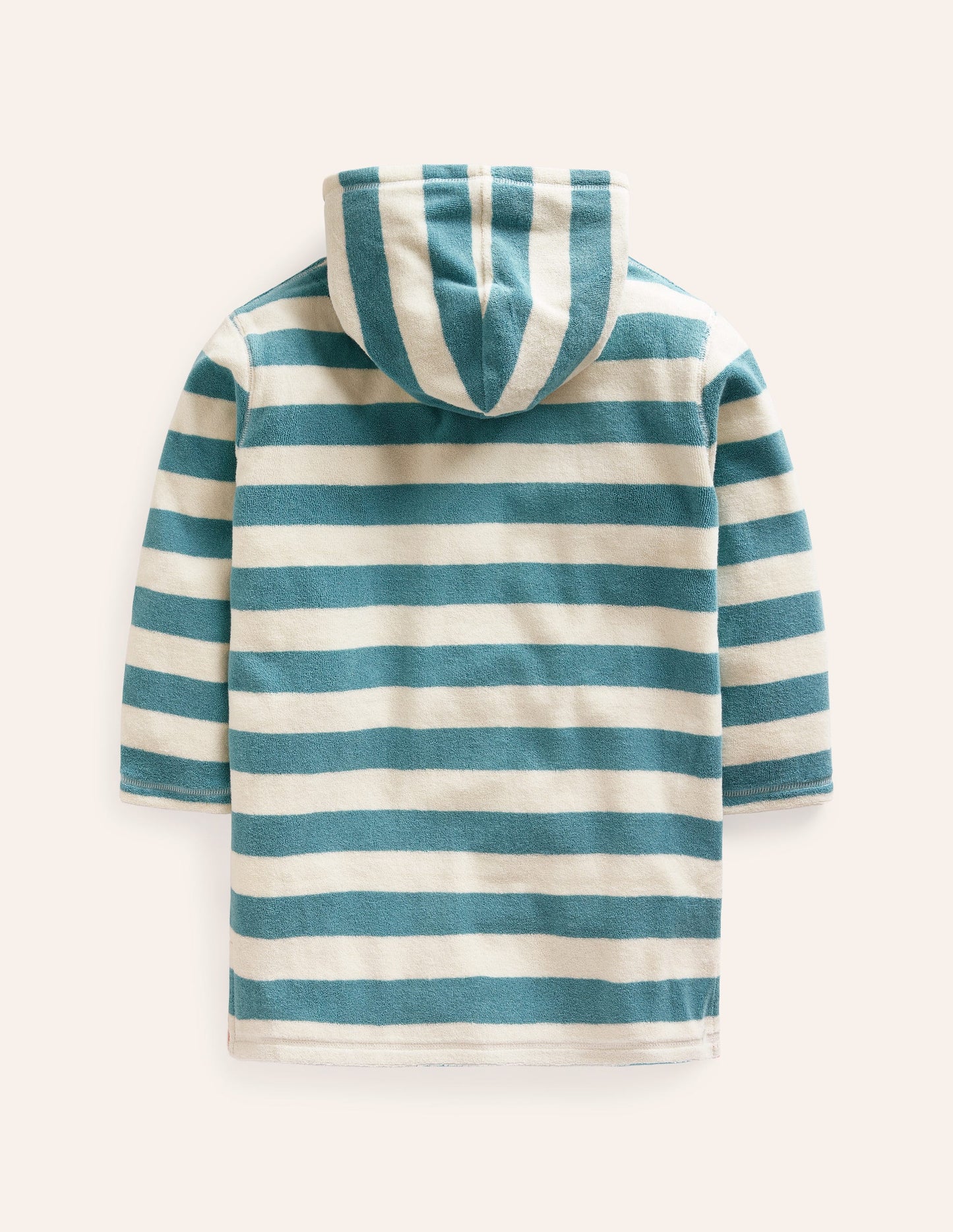 Appliqué Towelling Throw-on-Aqua Sea Blue/ Ivory Stripe