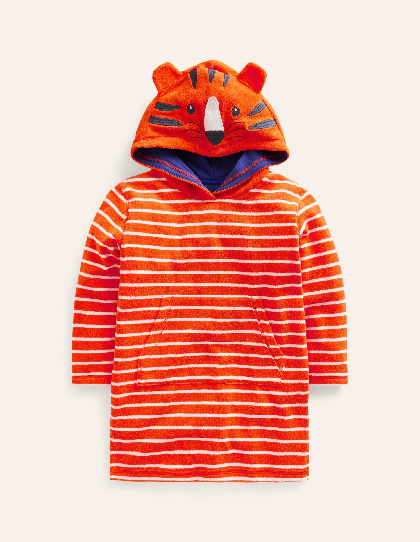 Appliqué Towelling Throw-on-Mandarin Orange/ Ivory Stripe