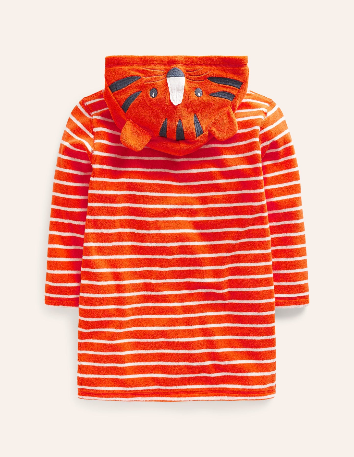 Appliqué Towelling Throw-on-Mandarin Orange/ Ivory Stripe