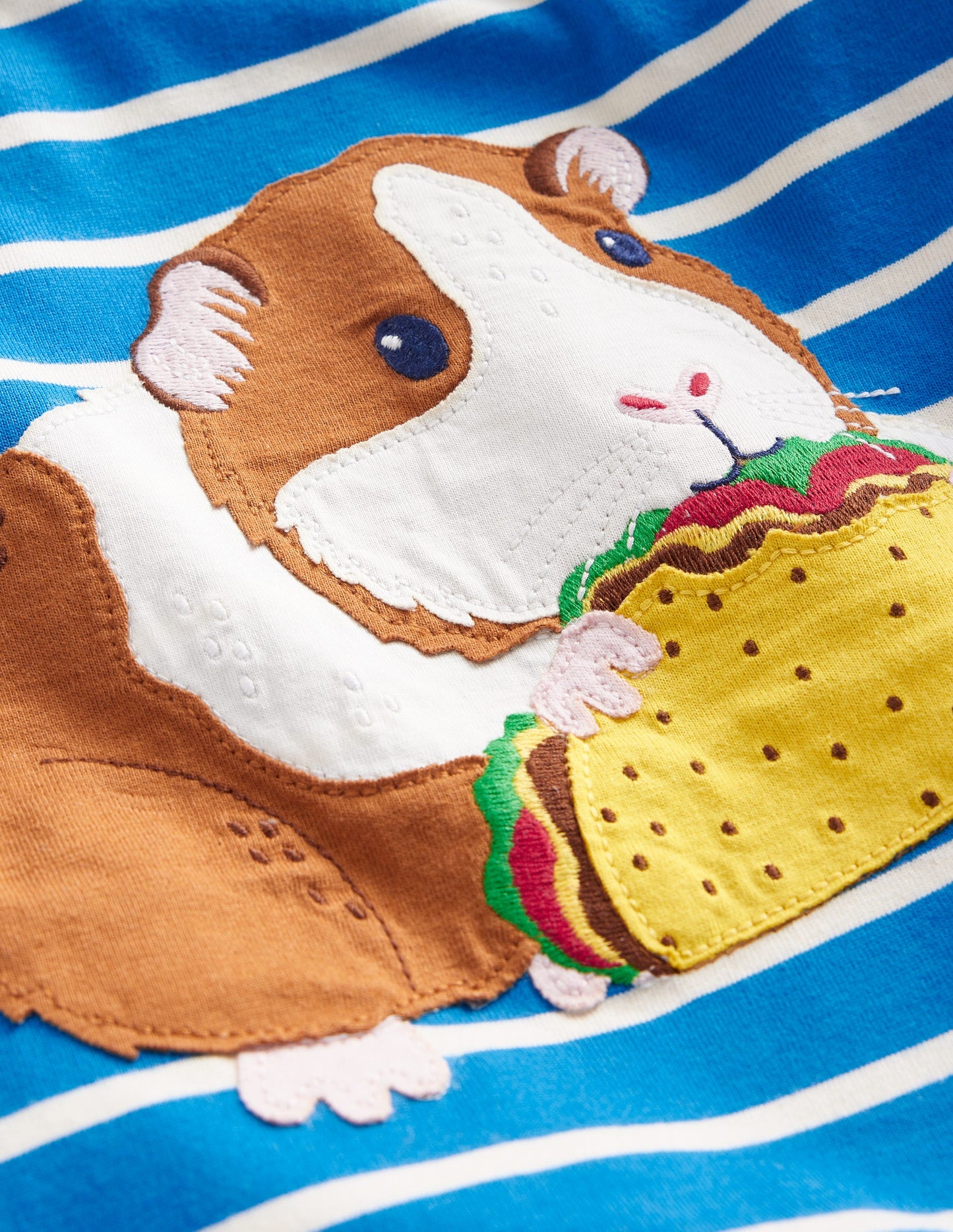 Big Appliqué Logo T-shirt-Greek Blue/ Ivory Guinea Pig