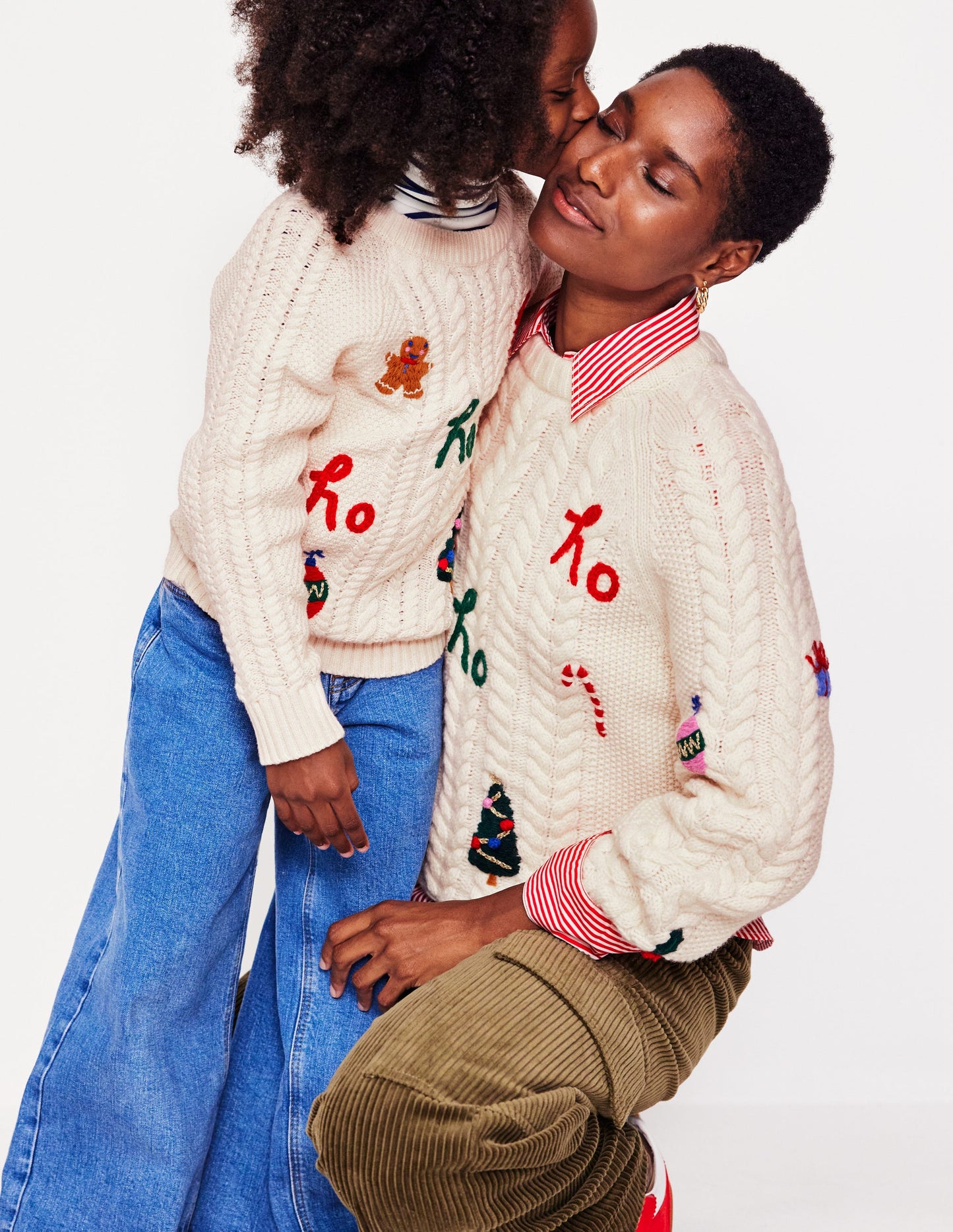 Festive Cable Jumper-Ecru Marl