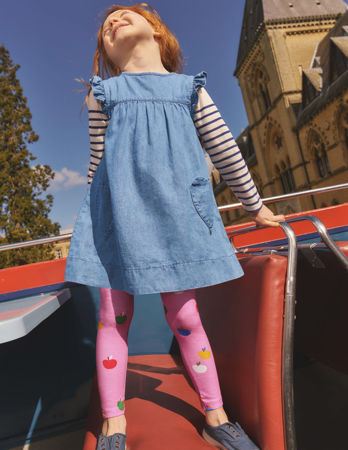 Everyday Fun Leggings-Vintage Mauve Rainbow Apples