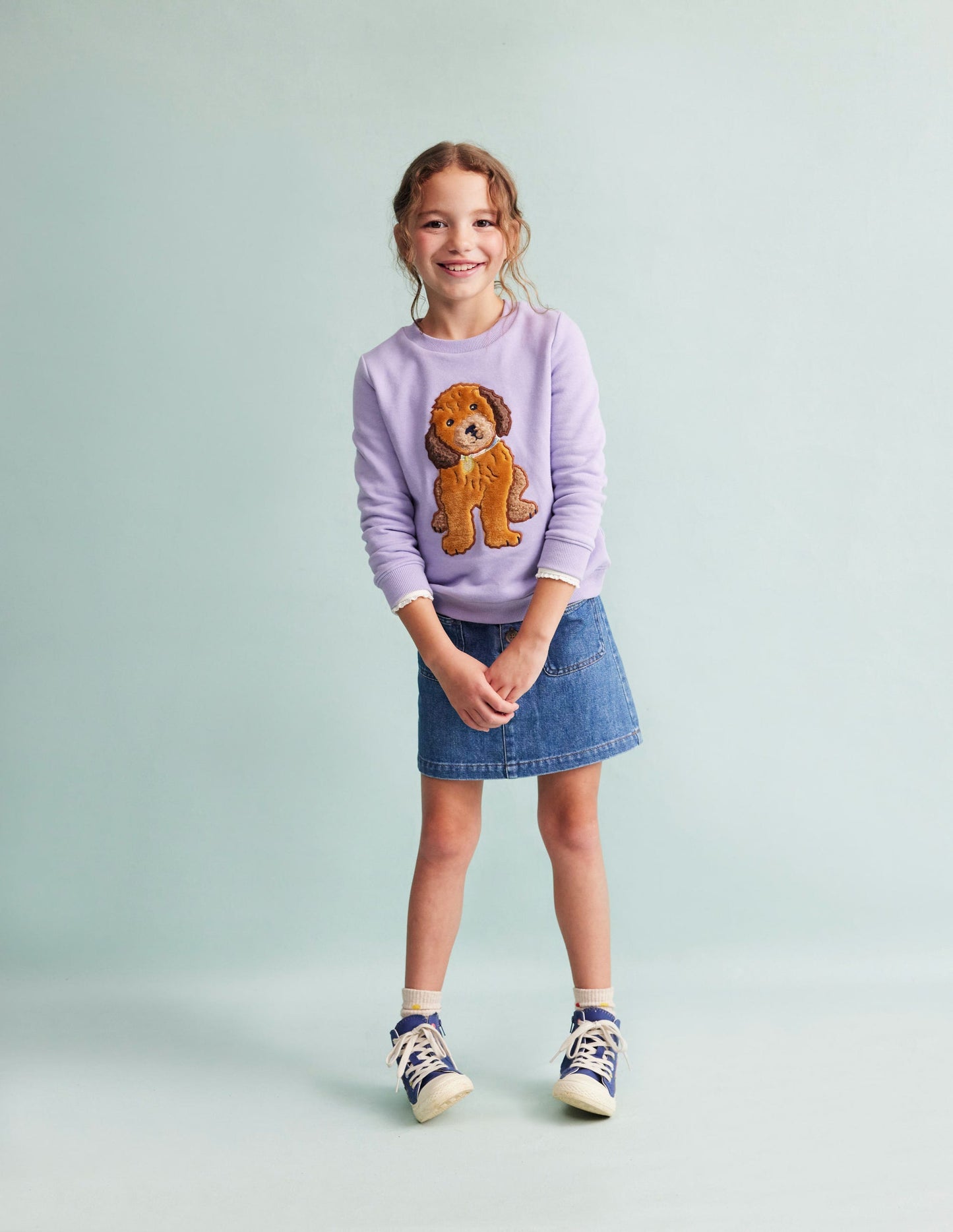 Appliqué Sweatshirt-Misty Lavender Dog