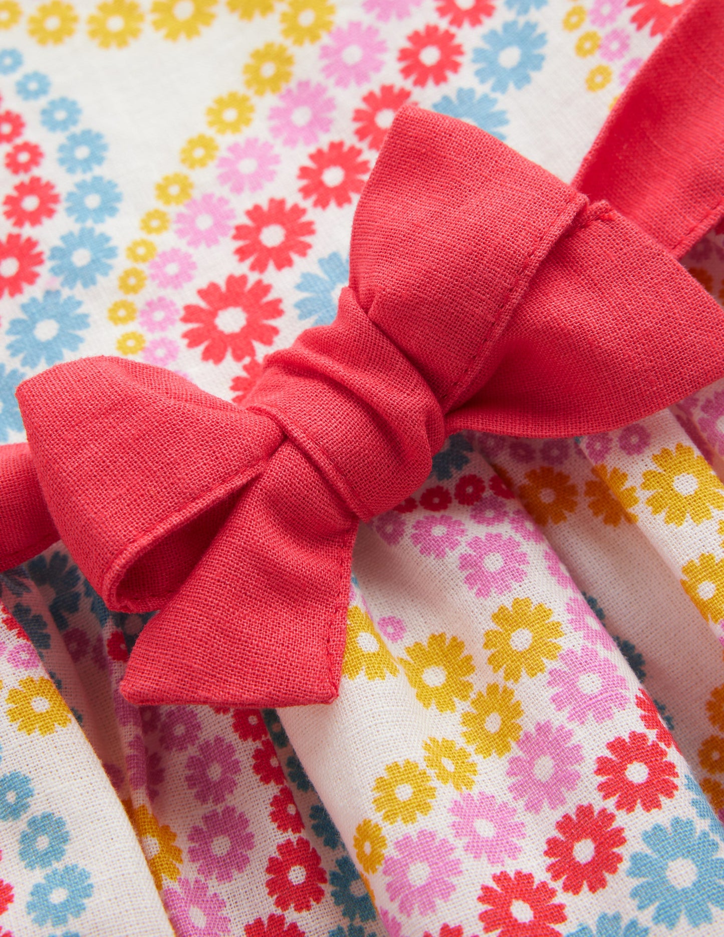 Cotton Linen Vintage Dress-Multi Floral Wave