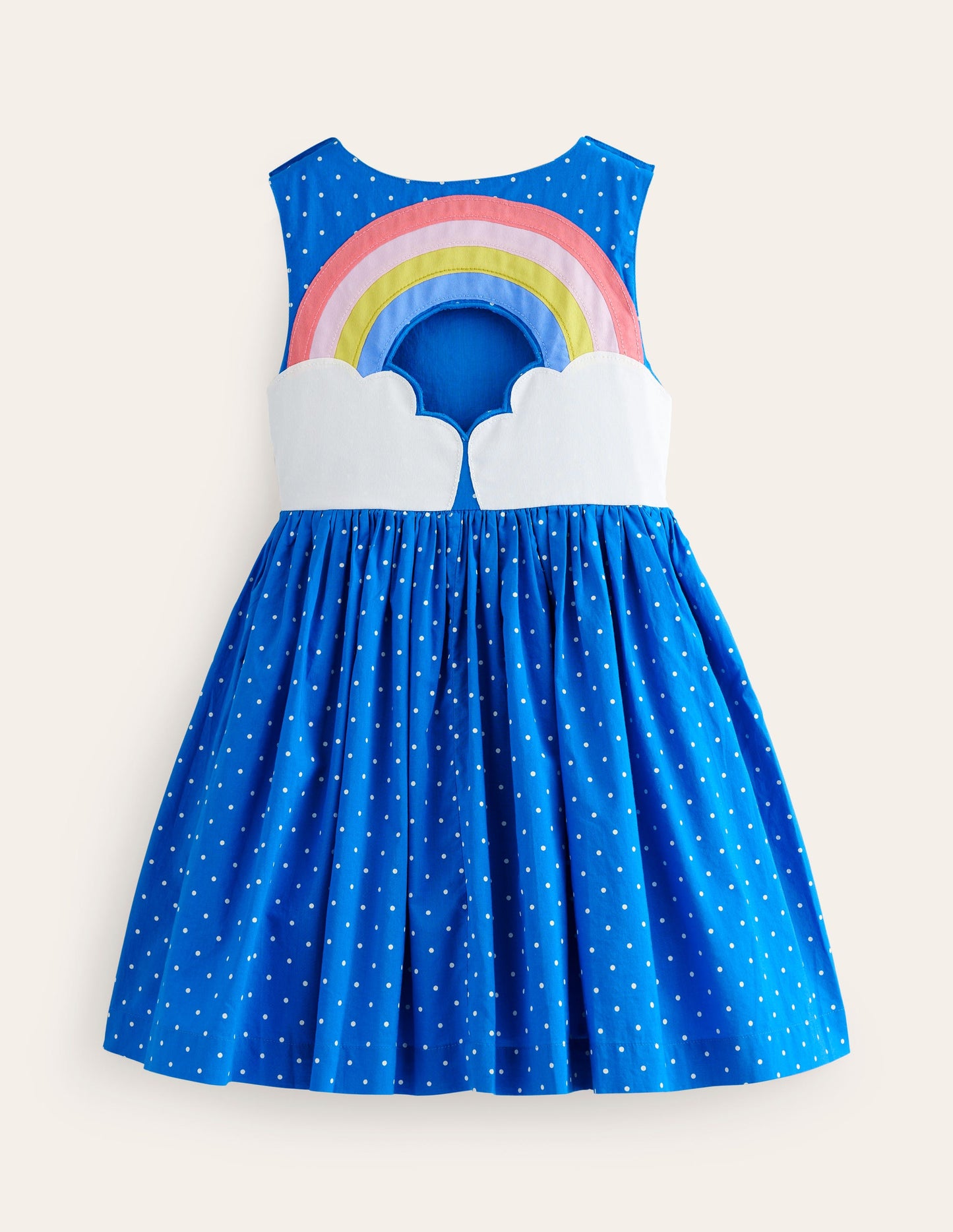 Appliqué Back Dress-Blue Rainbow