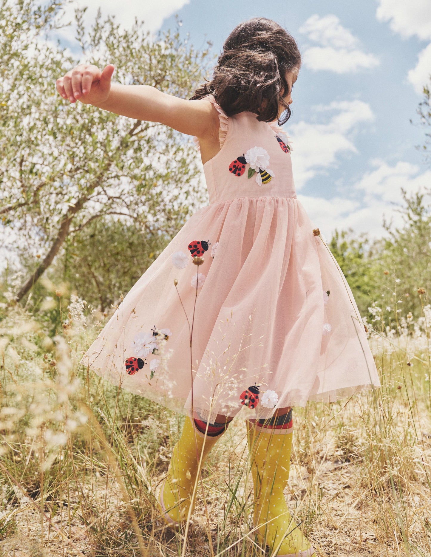 Appliqué Tulle Dress-Provence Dusty Pink Bugs