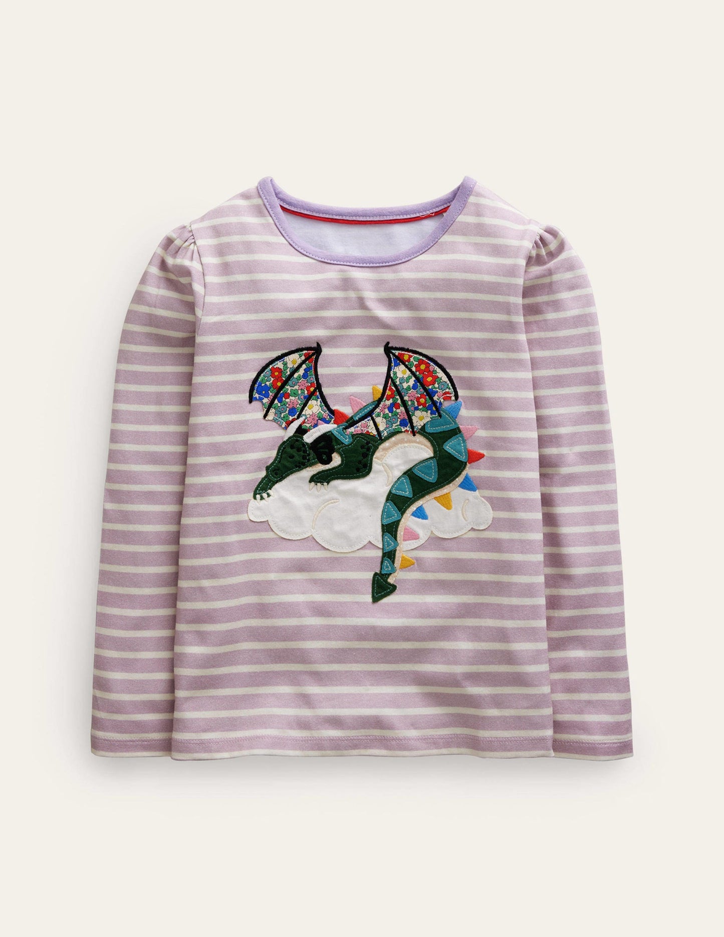 Appliqué Puff-Sleeve Top-Multi Floral Dragon