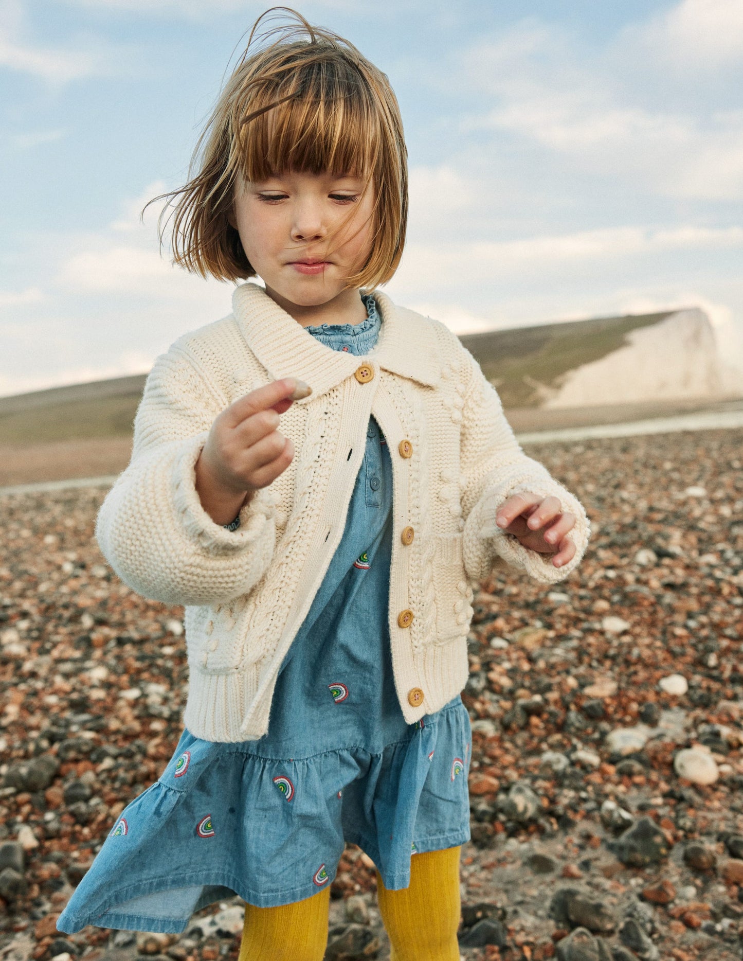 Cable Cardigan-Ecru Marl