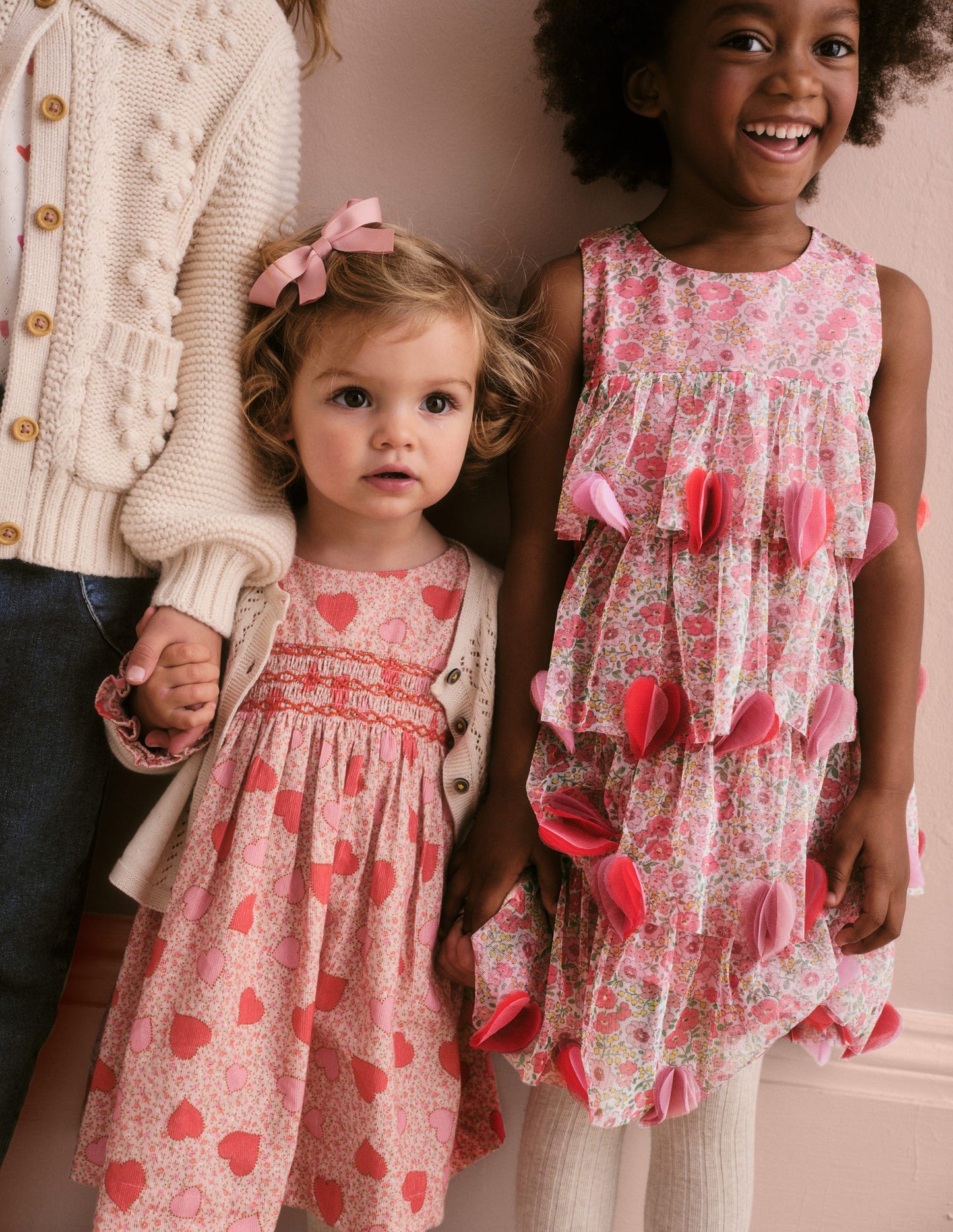 Cord Smocked Dress-Ballet Pink Heart Floral