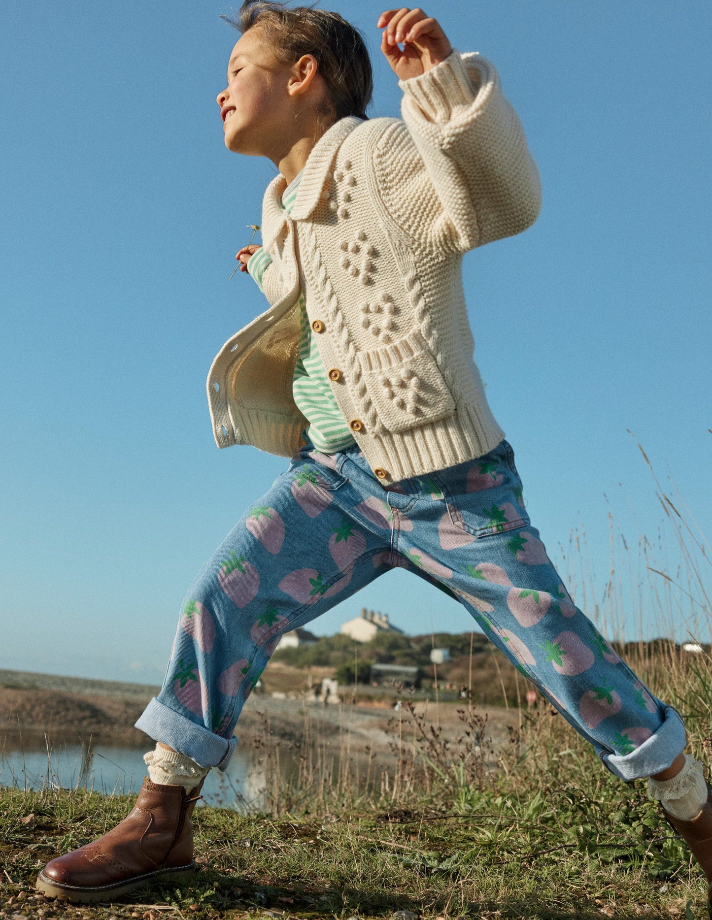 Denim Pull-on Jean-Denim Strawberries