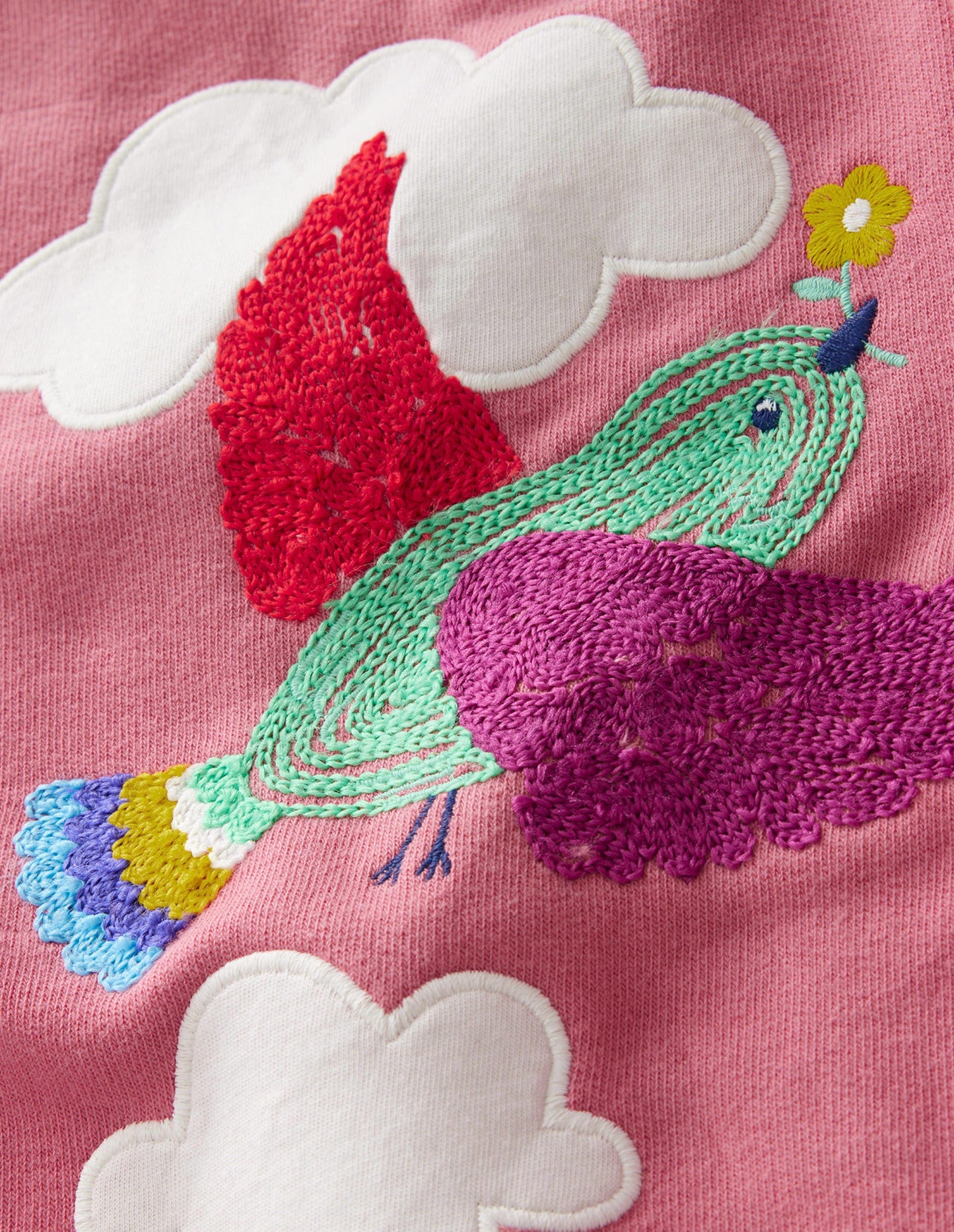 Appliqué Joggers-Cosmos Pink Bird