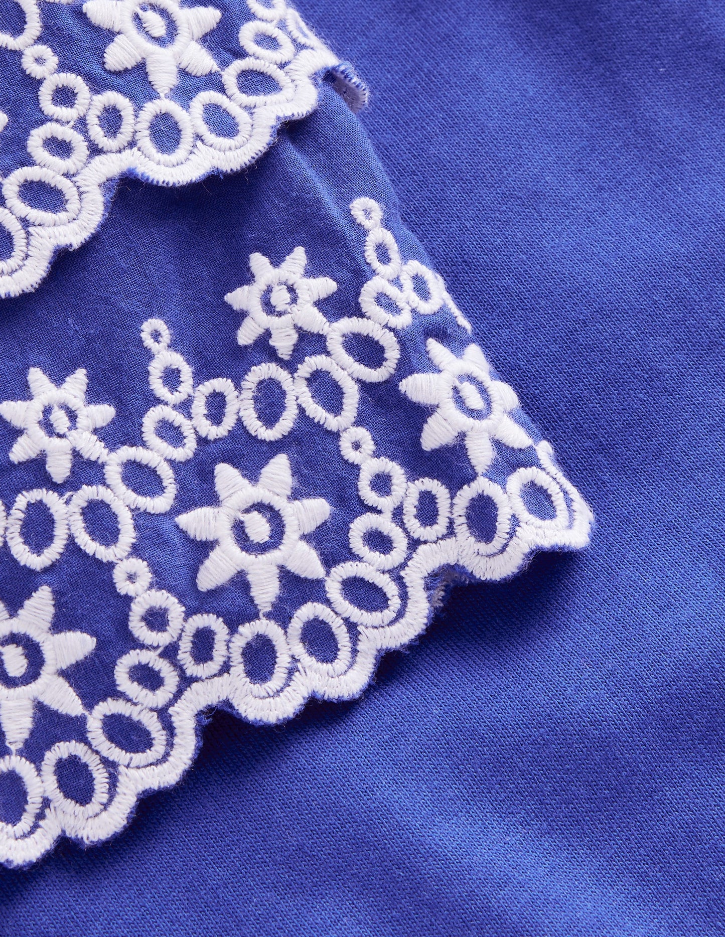 Broderie Mix T-shirt-Blue Heron/White