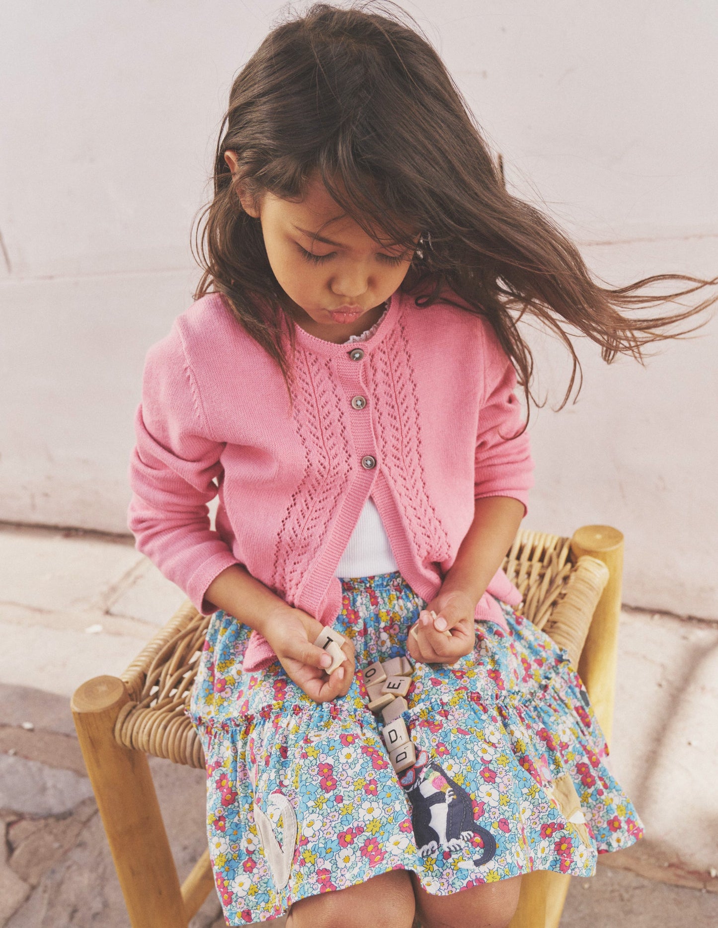 Appliqué Skirt-Festival Pink Nautical Cats